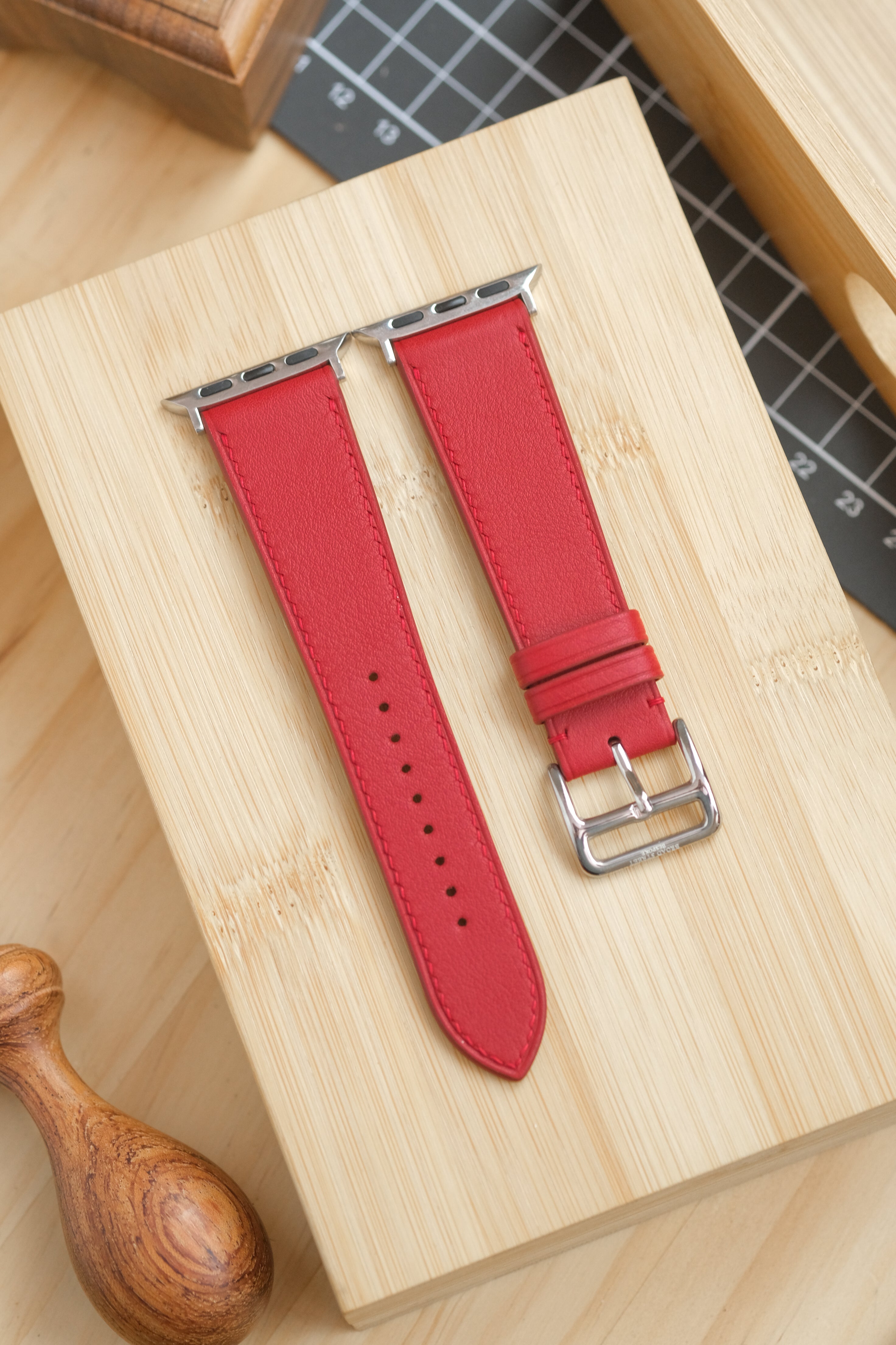 Heart Red Swift Italian Calfskin Apple Watch Strap