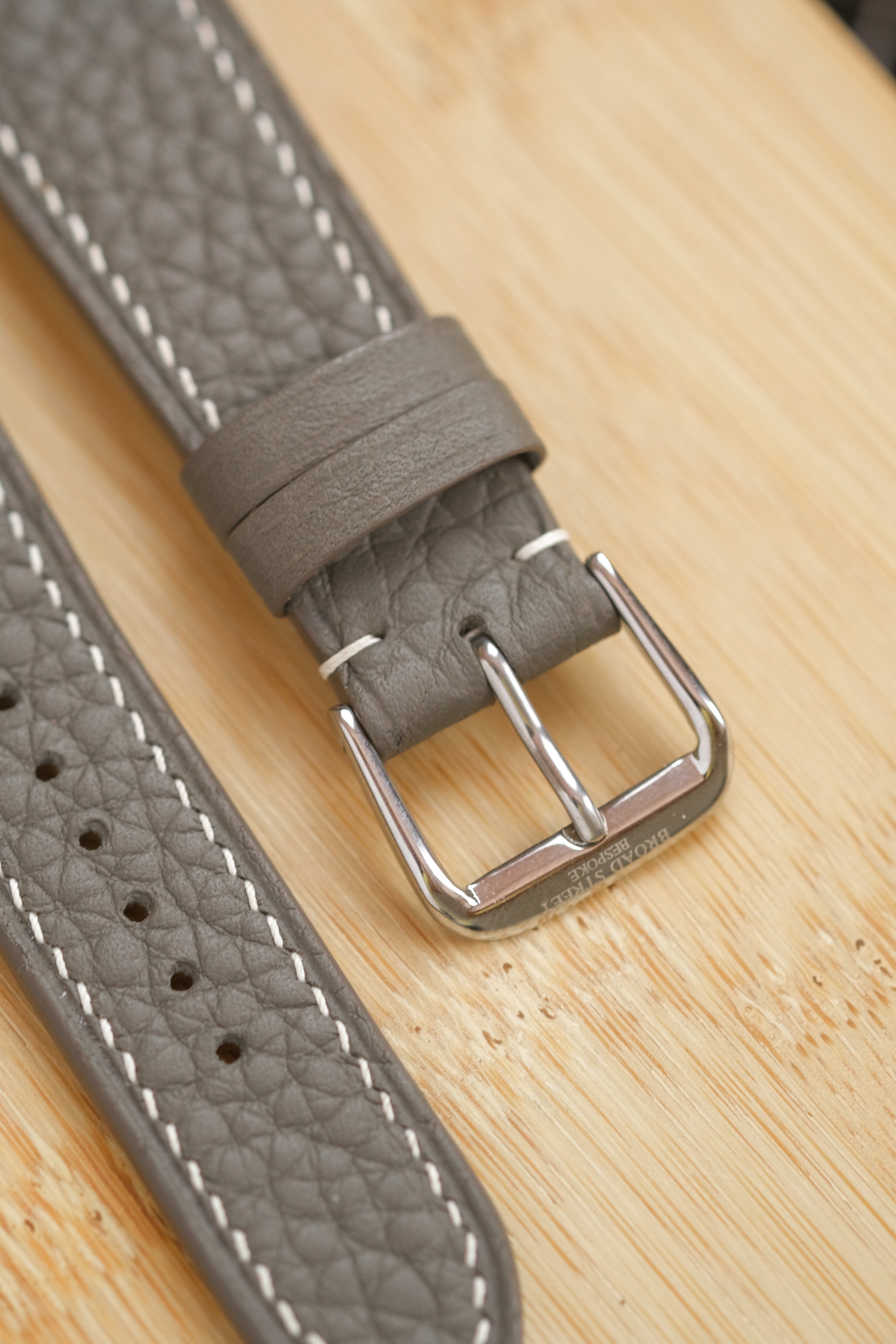 Grey Clemence Calfskin Leather Strap