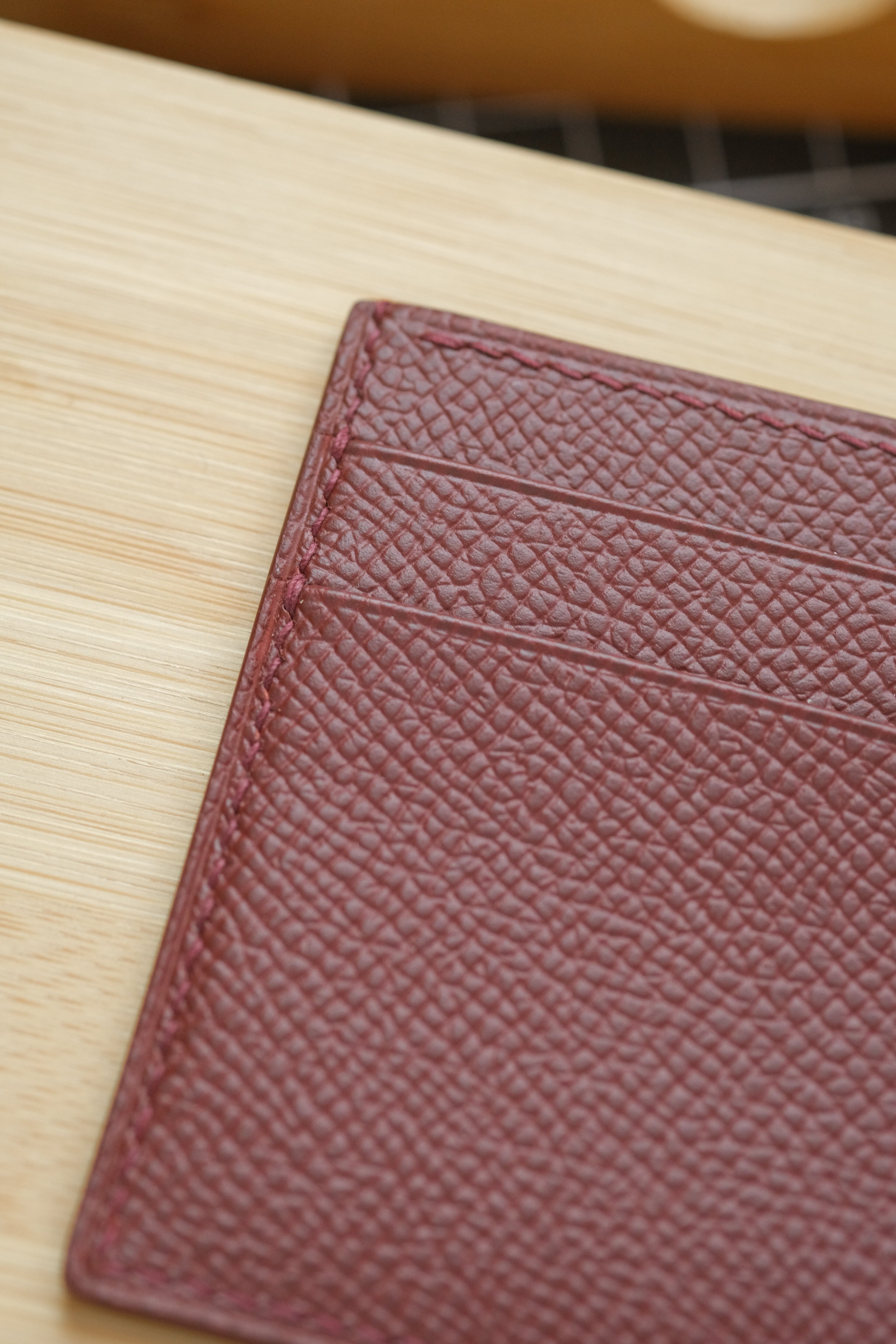 Burgundy Epsom French Calf "Edwin" Cardholder (5-slot)