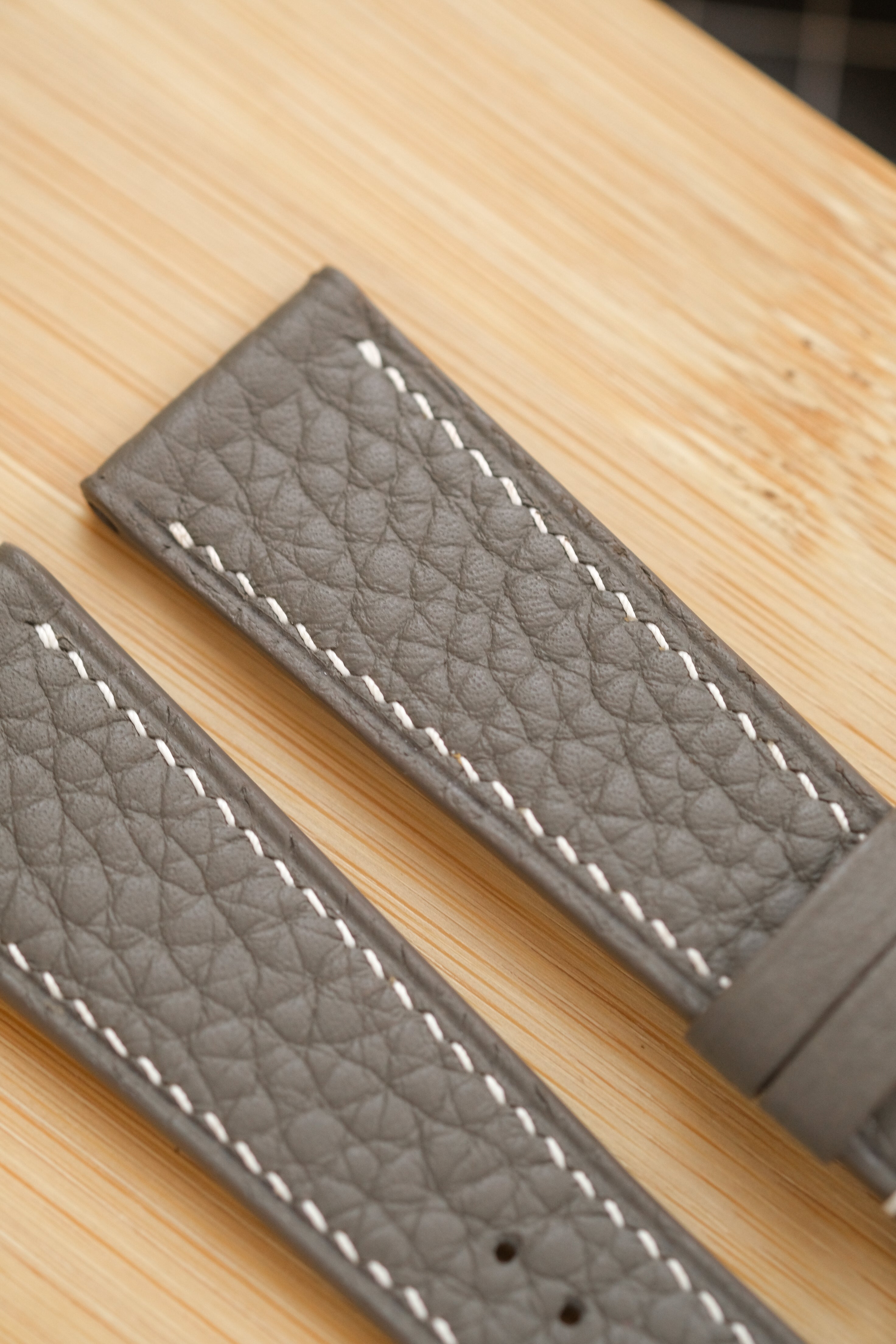 Grey Clemence Calfskin Leather Strap