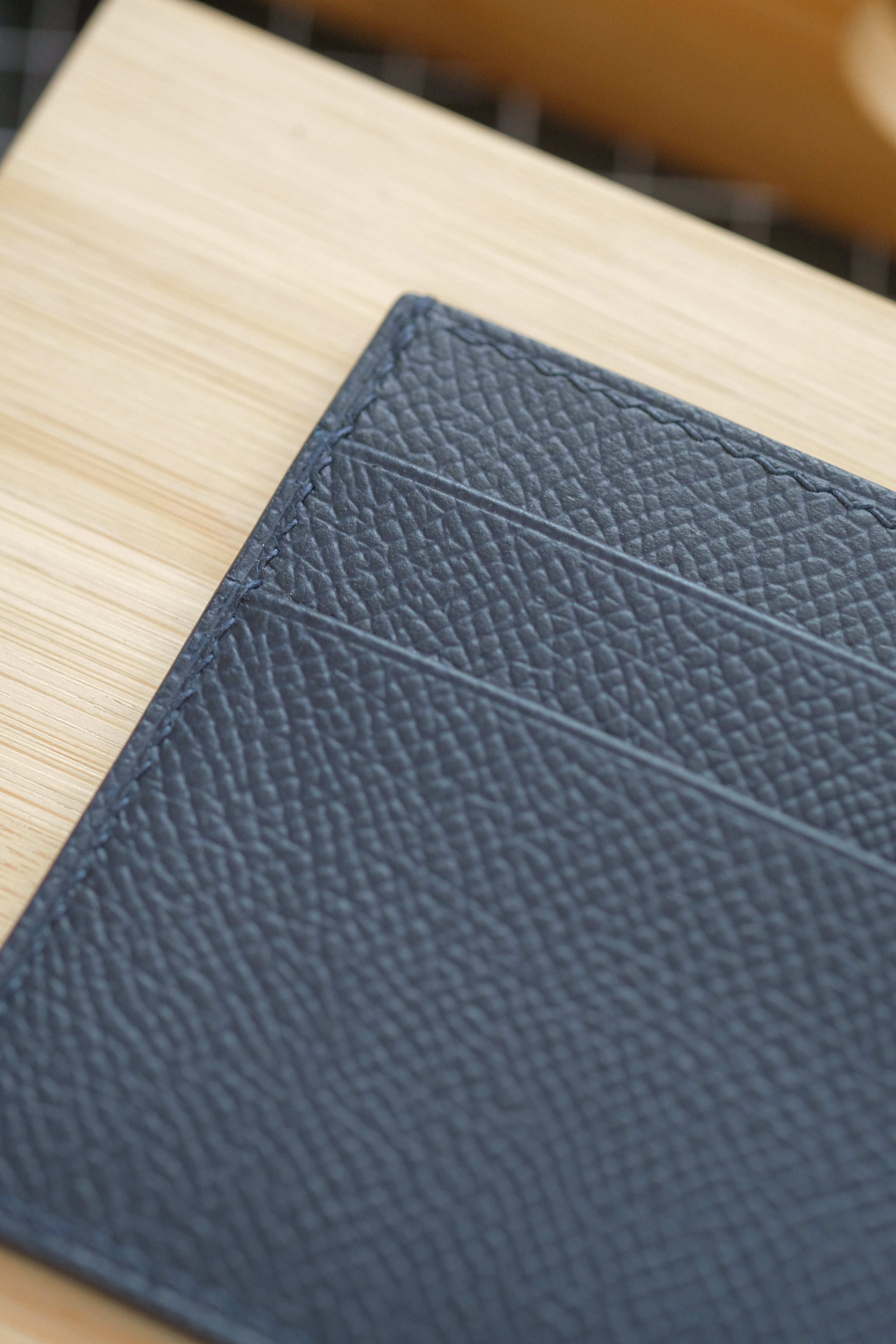 Navy Epsom French Calf "Edwin" Cardholder (5-slot)
