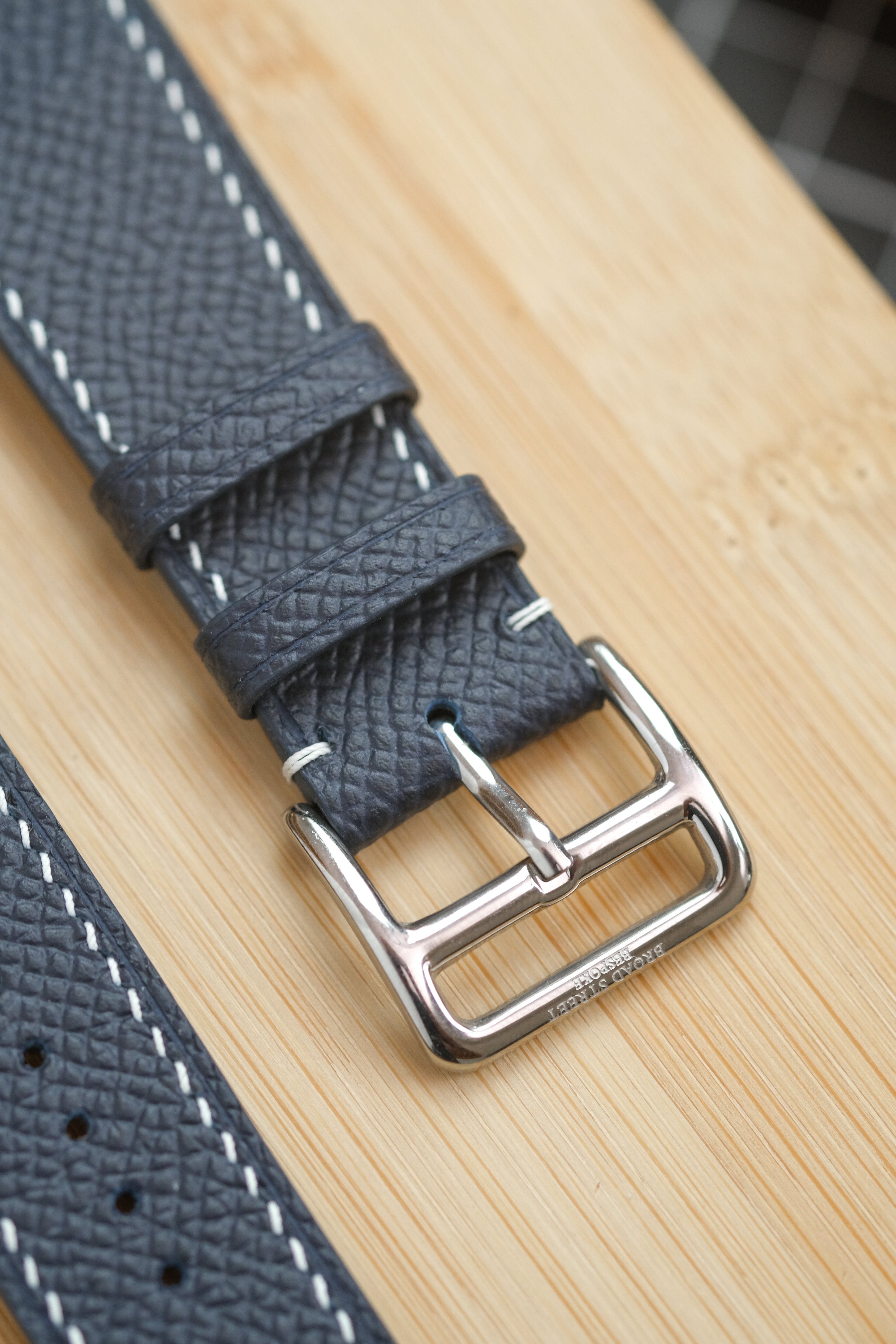 Navy Epsom Calfskin Apple Watch Strap