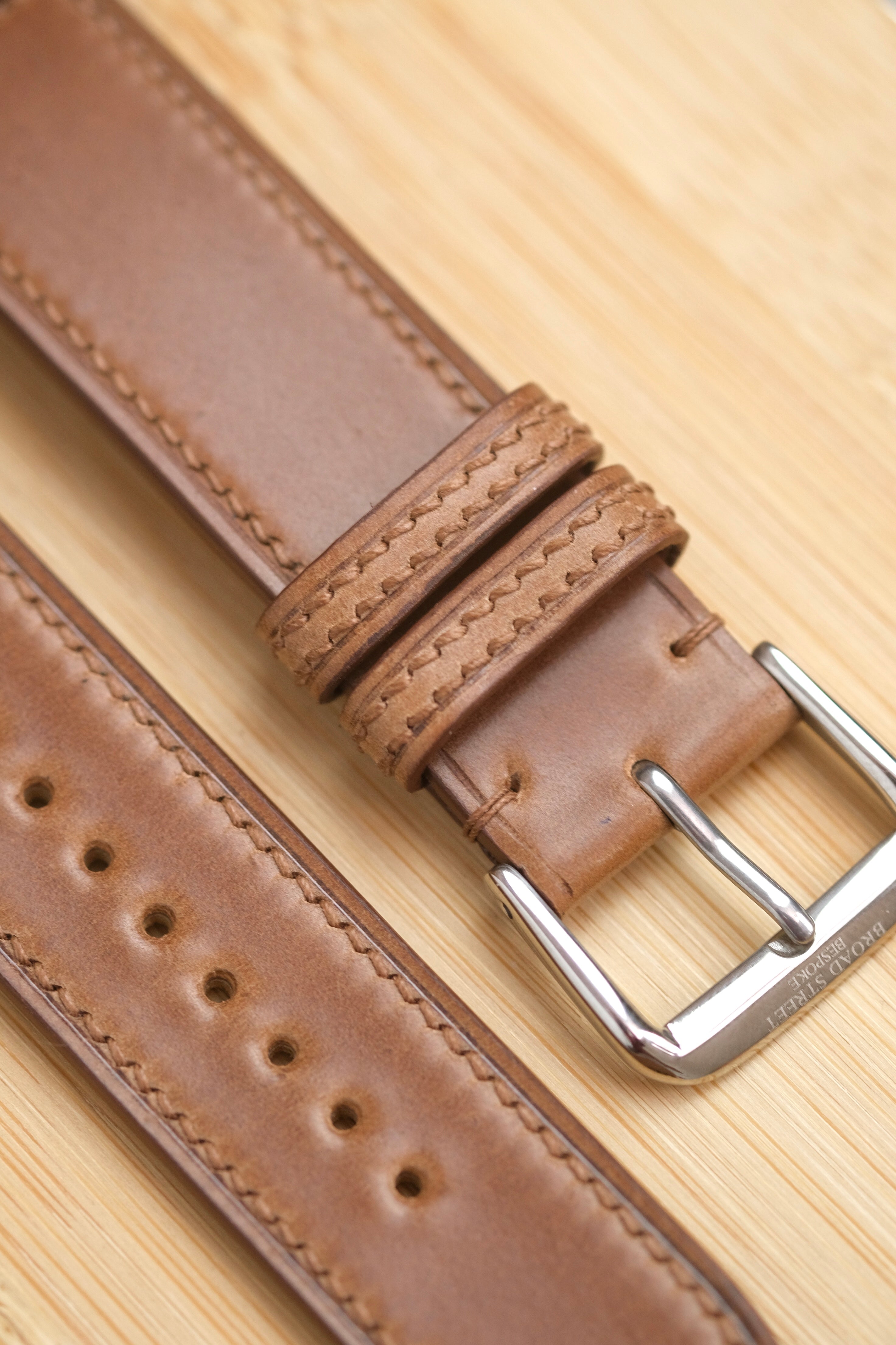 Natural Horween Shell Cordovan Reverse Folded Strap
