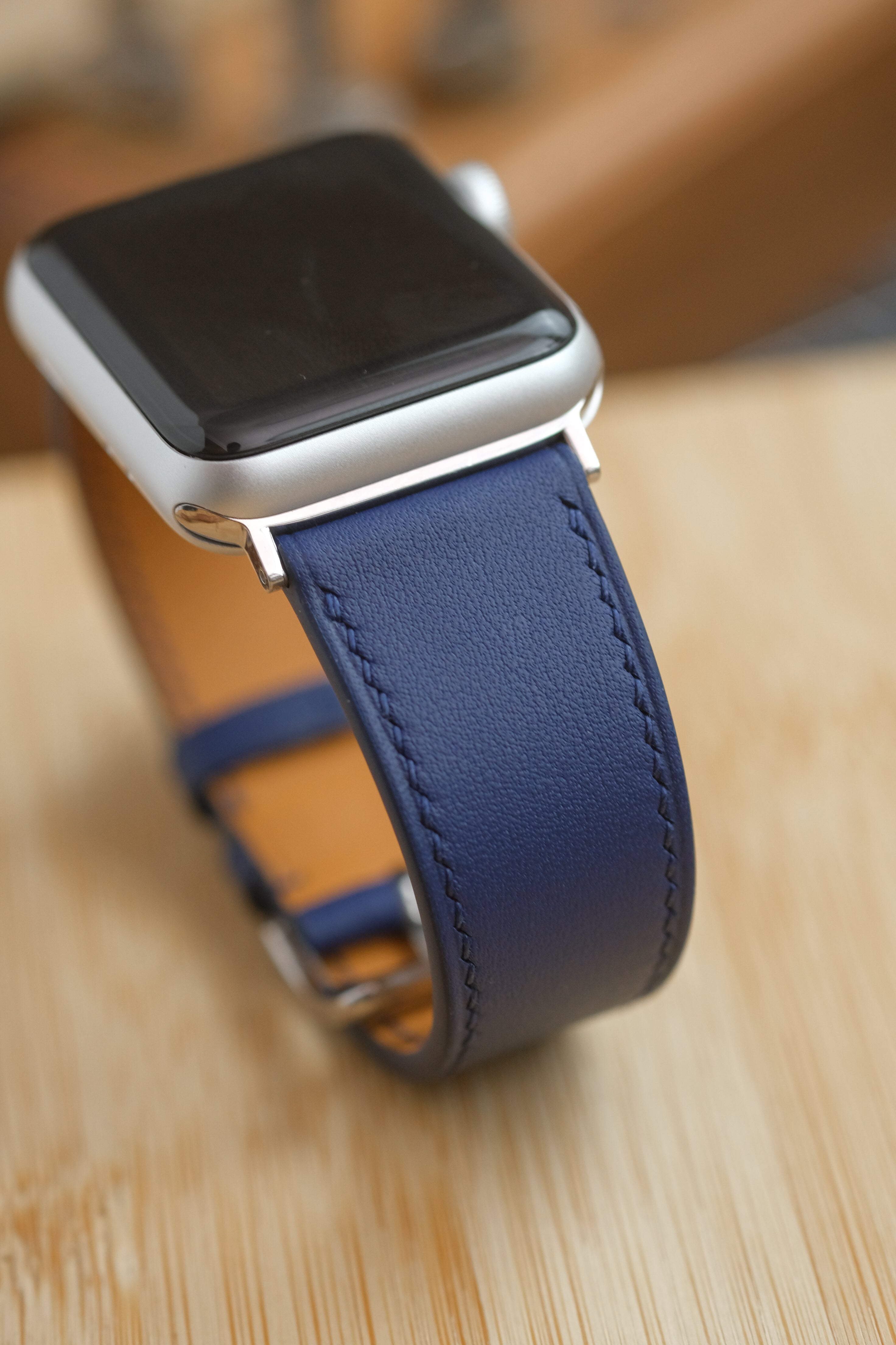 Navy Blue Swift Italian Calfskin Apple Watch Strap