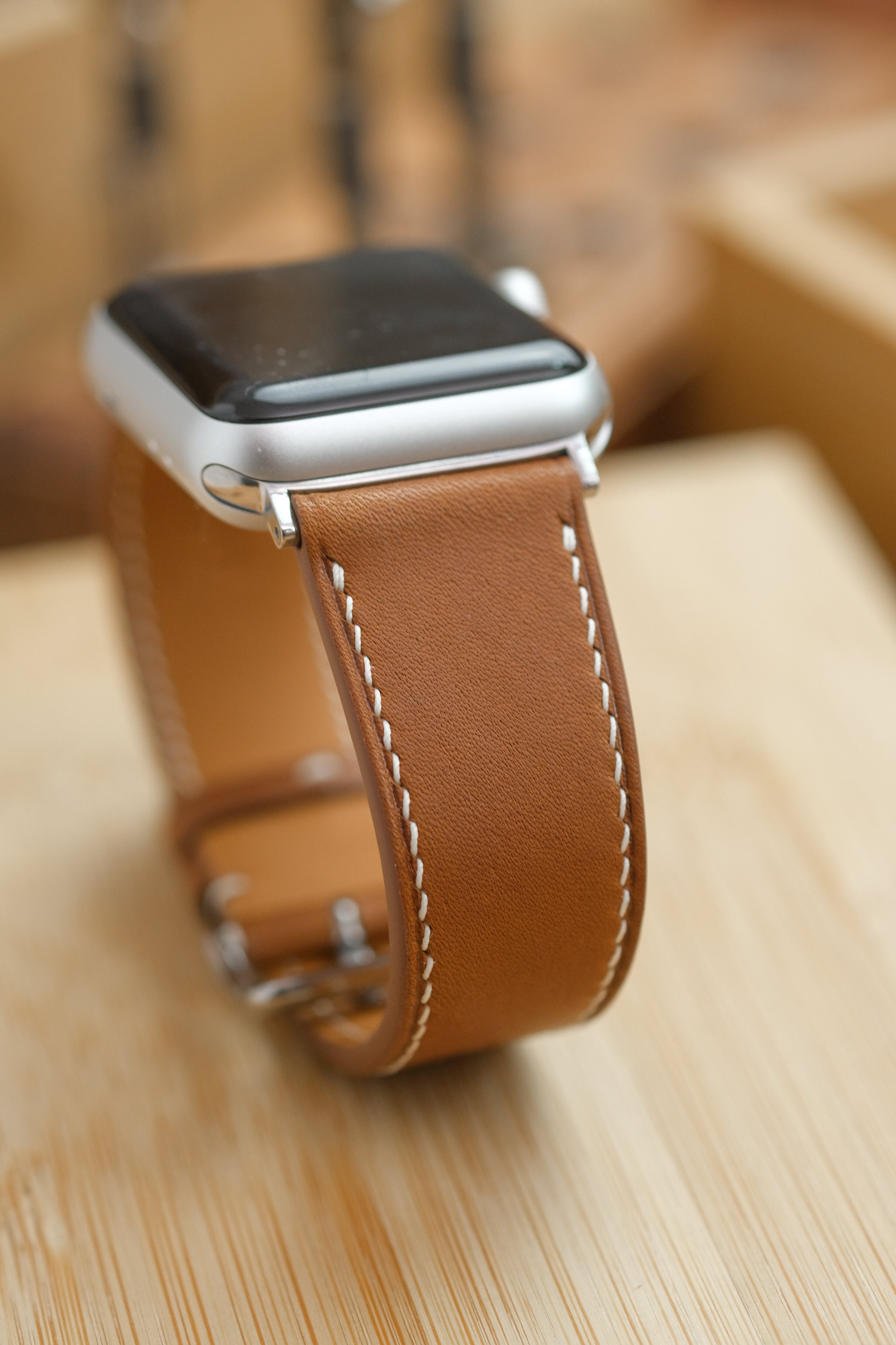 Golden Brown Novonappa French Calfskin Apple Watch Strap