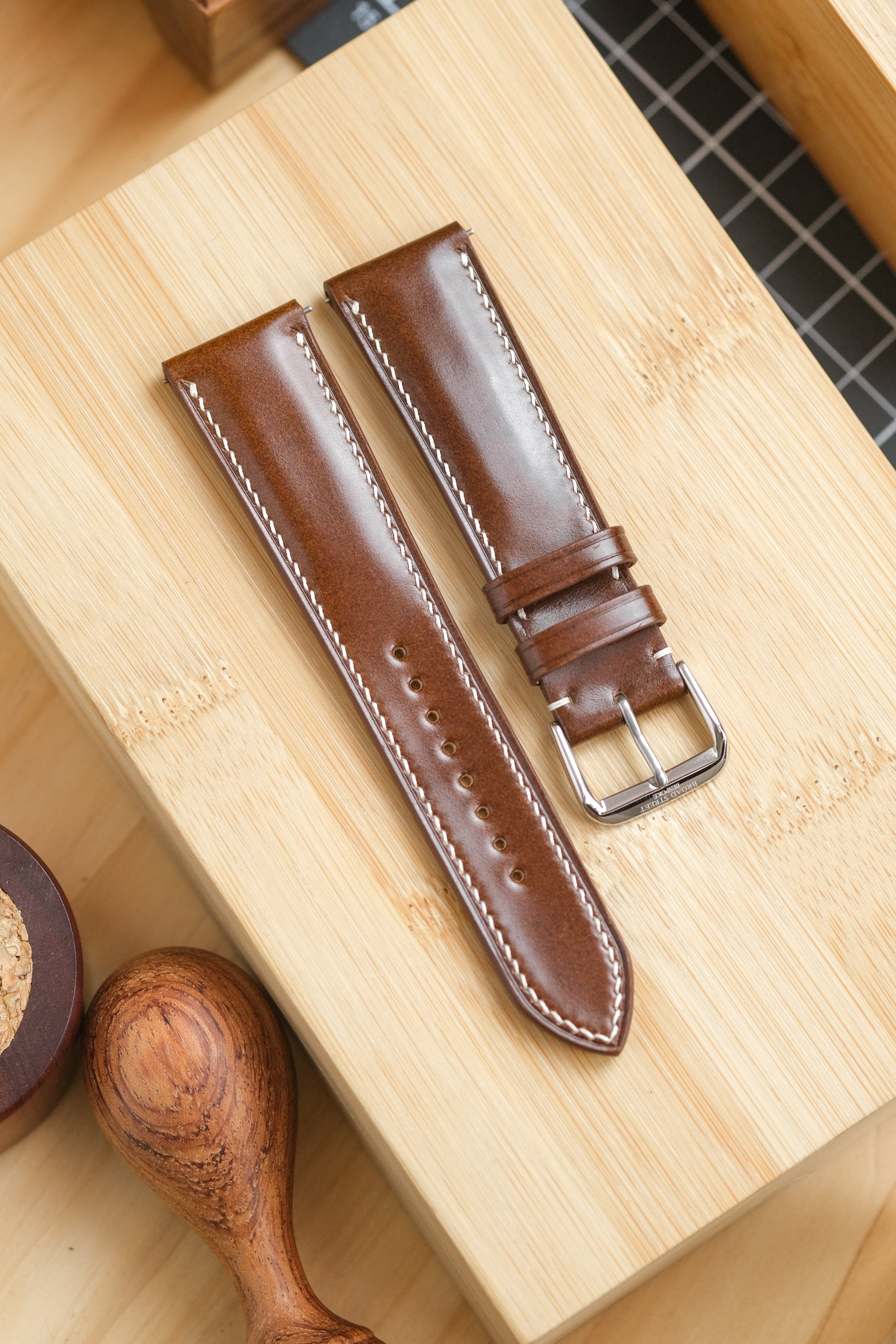 Coffee Brown Shell Cordovan Leather Strap