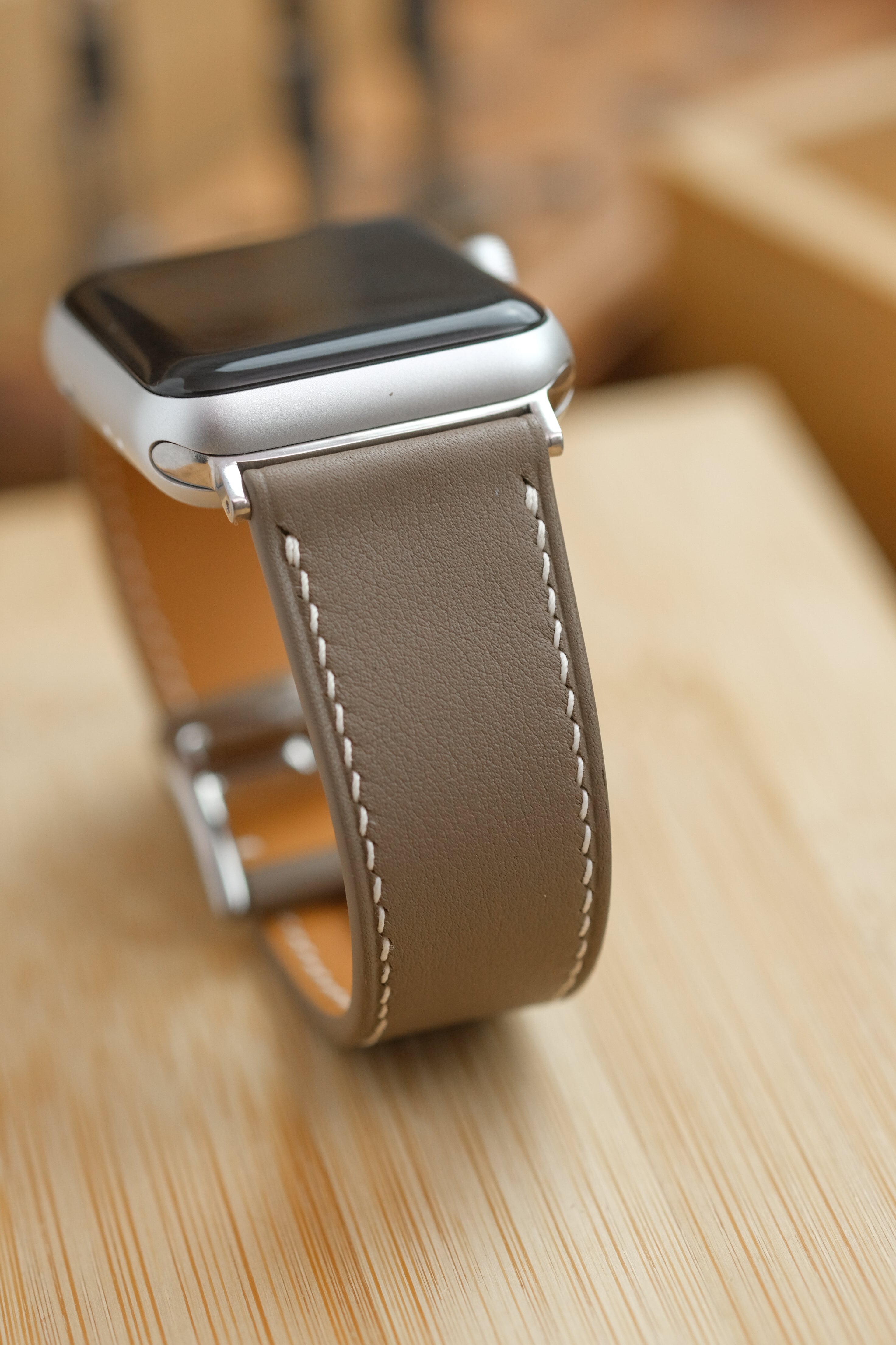 Taupe Swift Italian Calfskin Apple Watch Strap