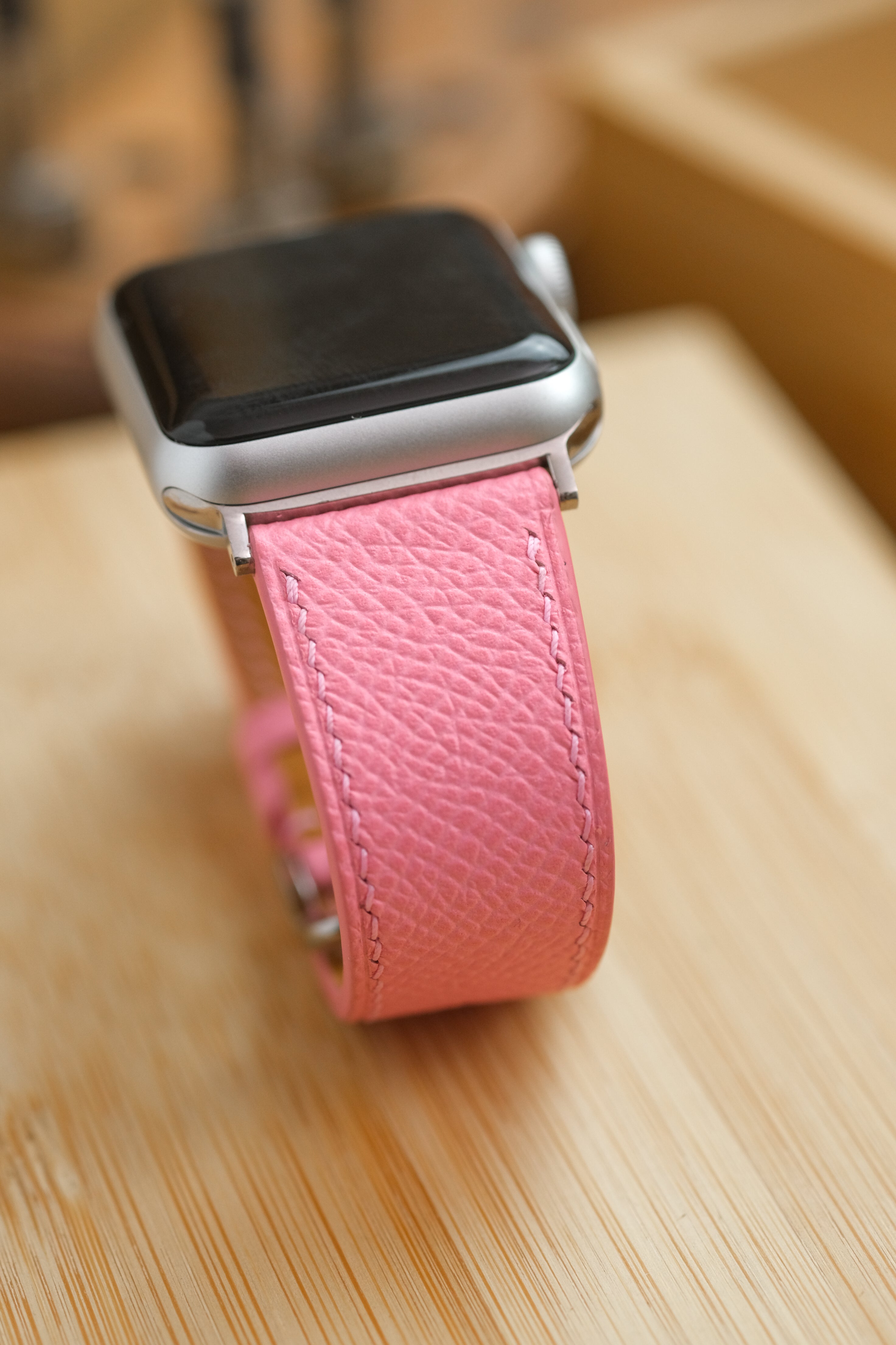 Sakura Pink Epsom Calfskin Apple Watch Strap