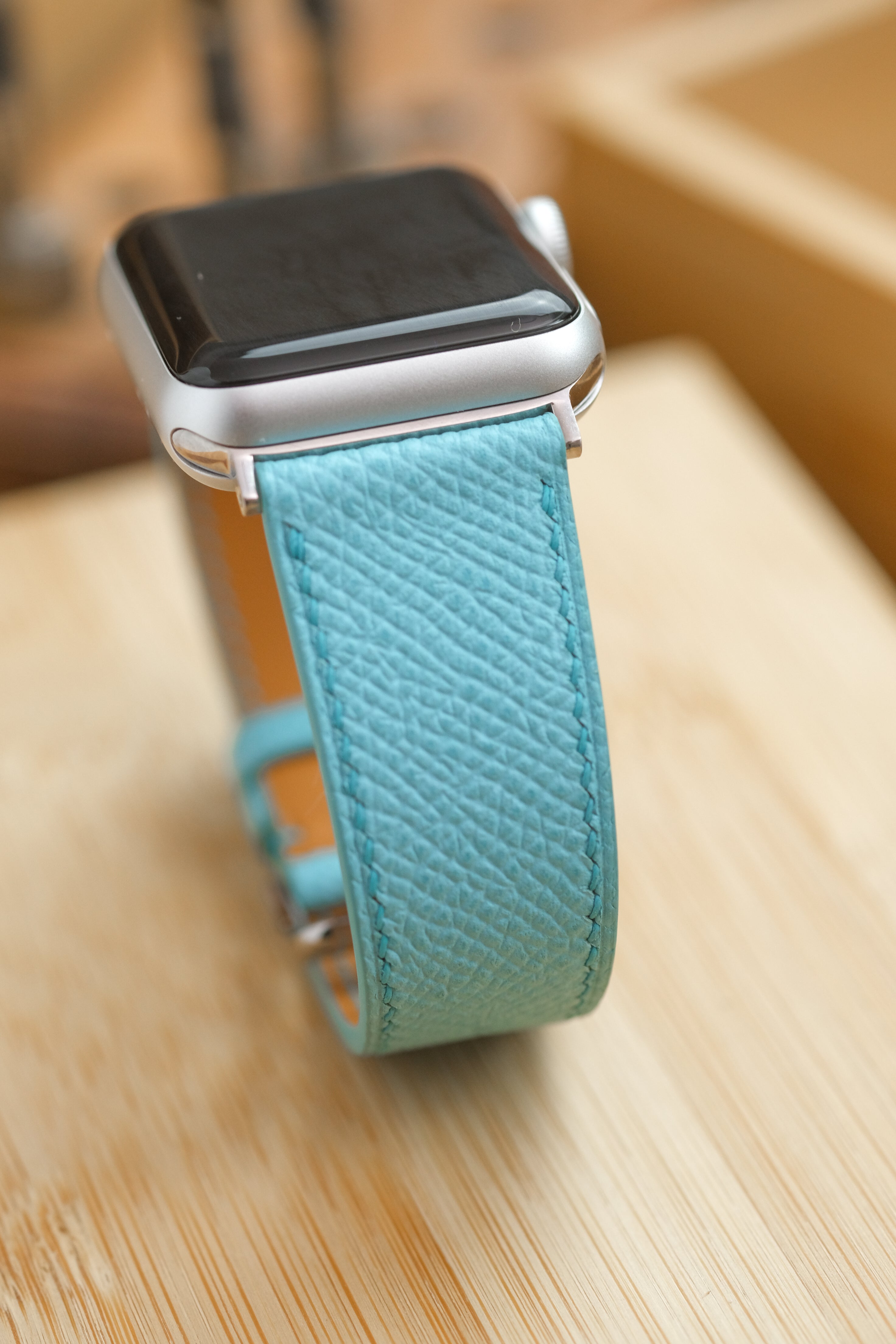 Turqouise Blue Epsom Calfskin Apple Watch Strap