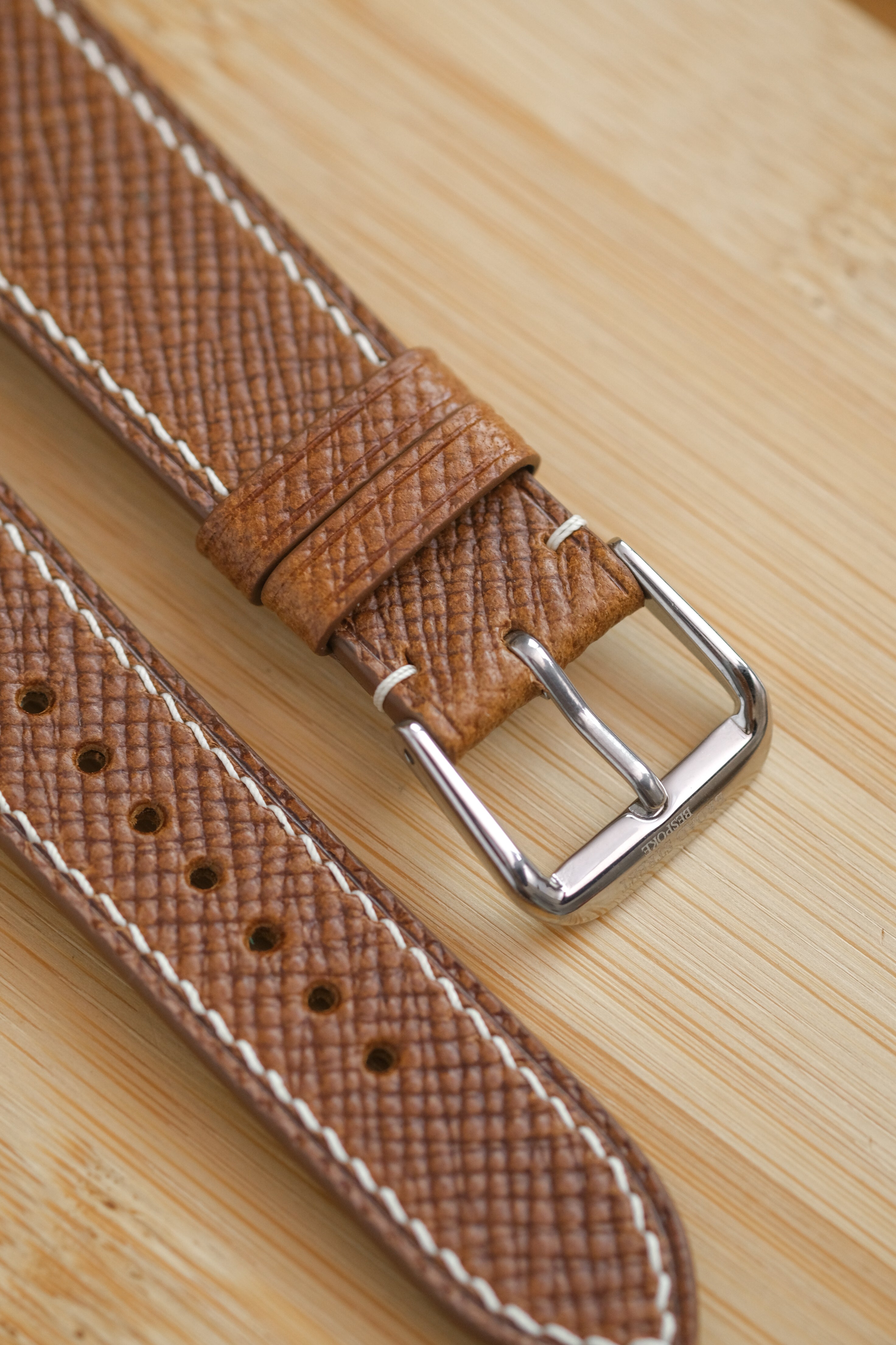 Whiskey Brown Hatch-Grain Buttero Leather Strap