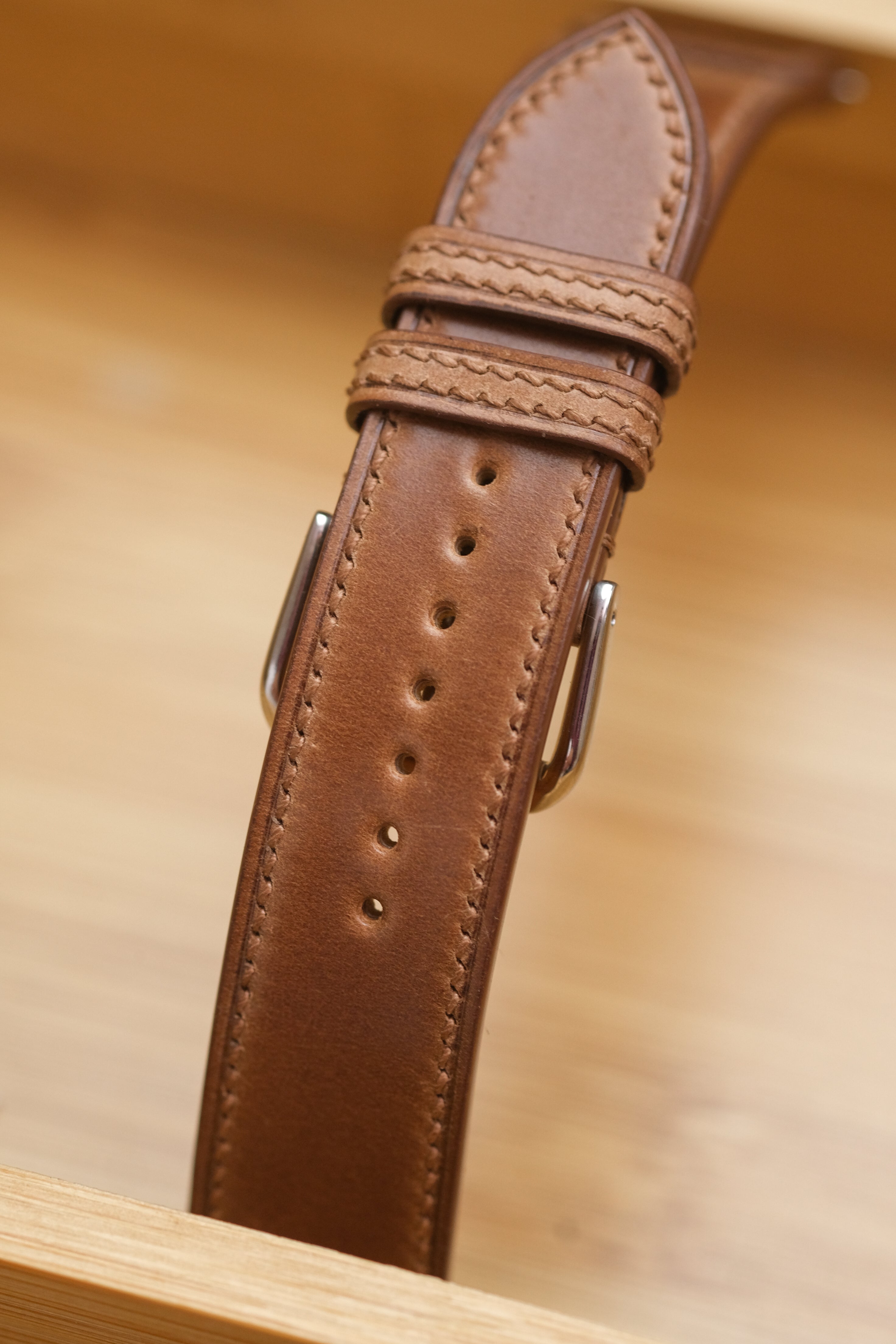 Natural Horween Shell Cordovan Reverse Folded Strap