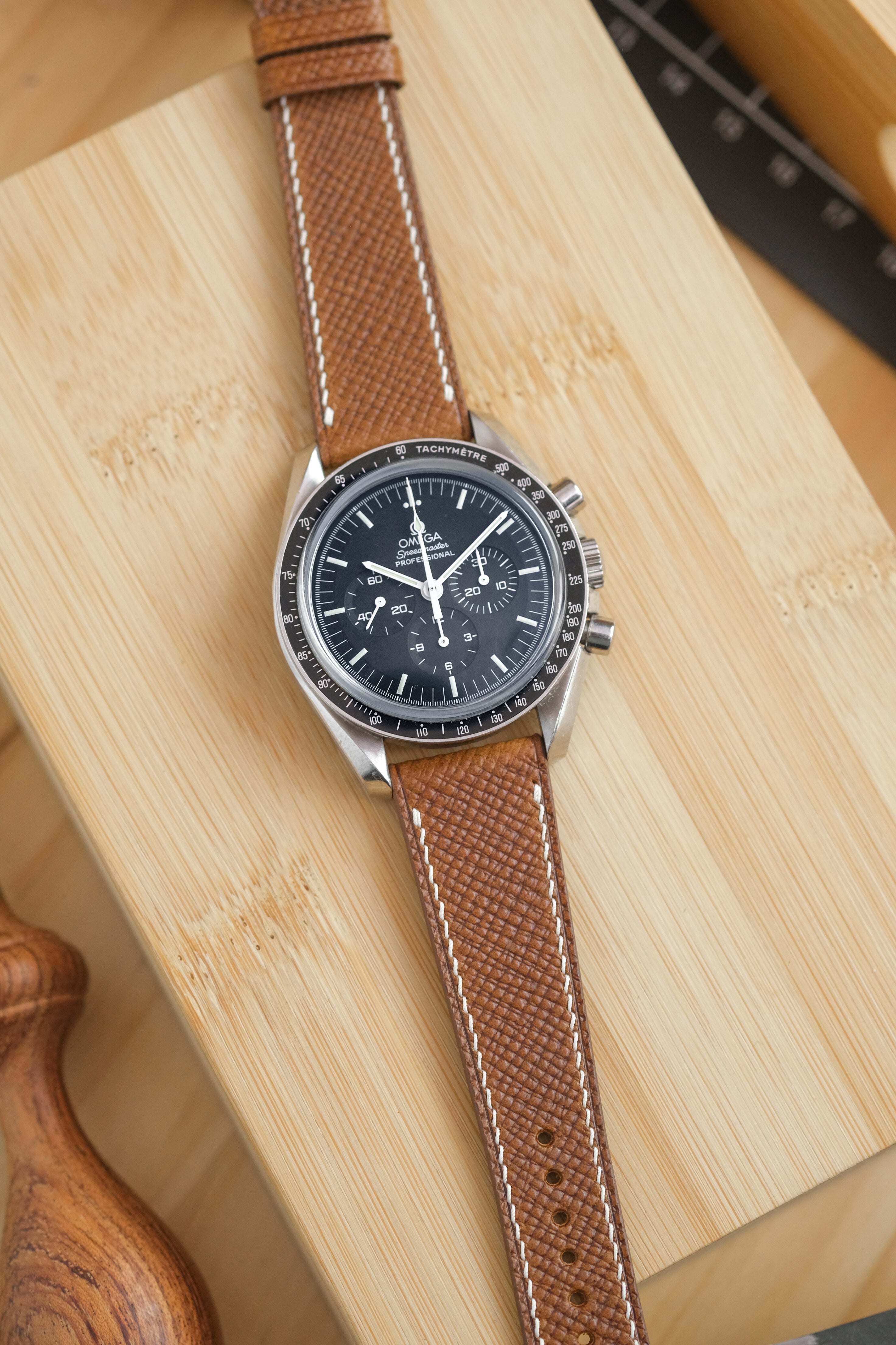 Whiskey Brown Hatch-Grain Buttero Leather Strap