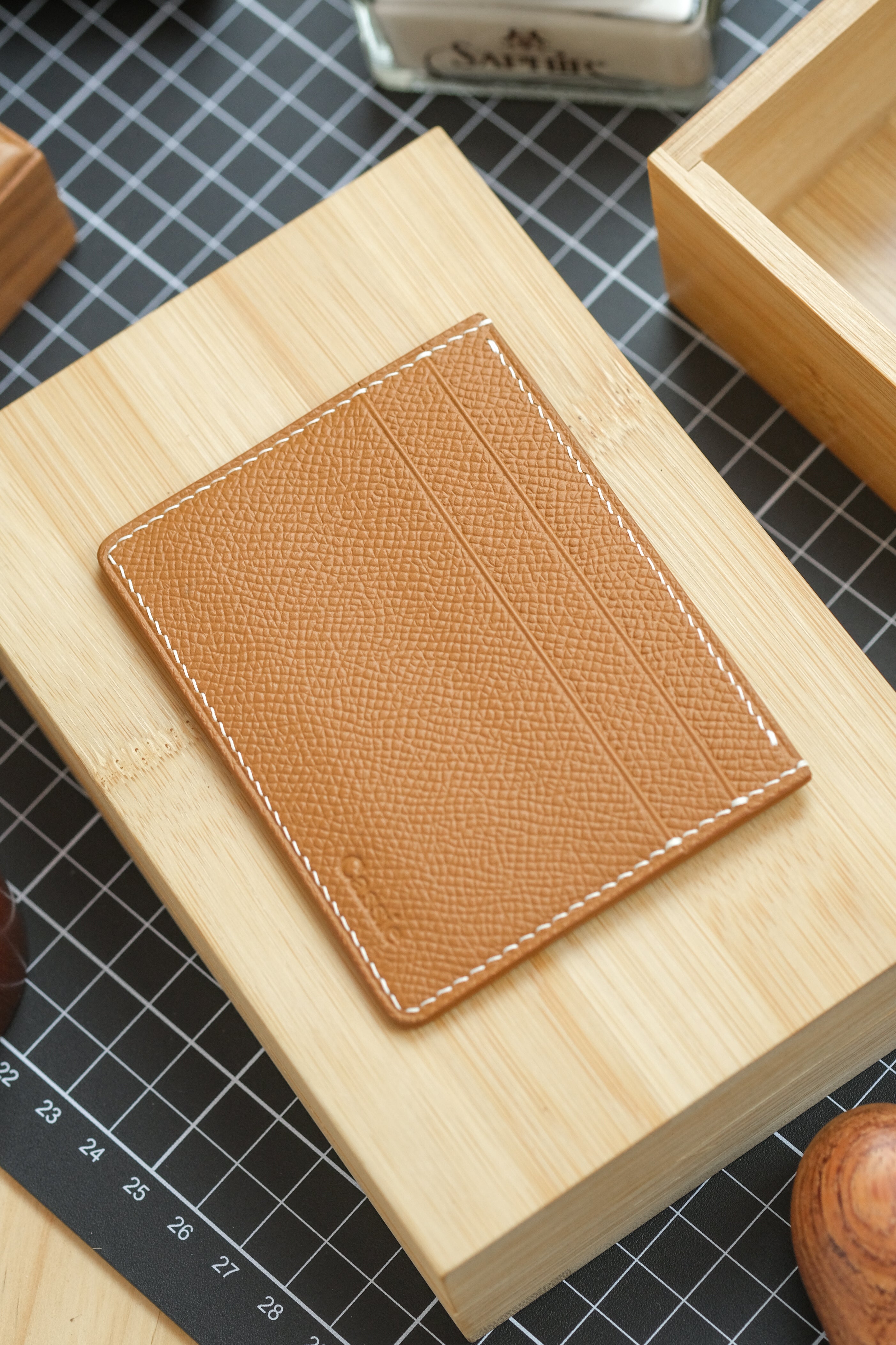 Gold Epsom French Calf "Edwin" Cardholder (5-slot)