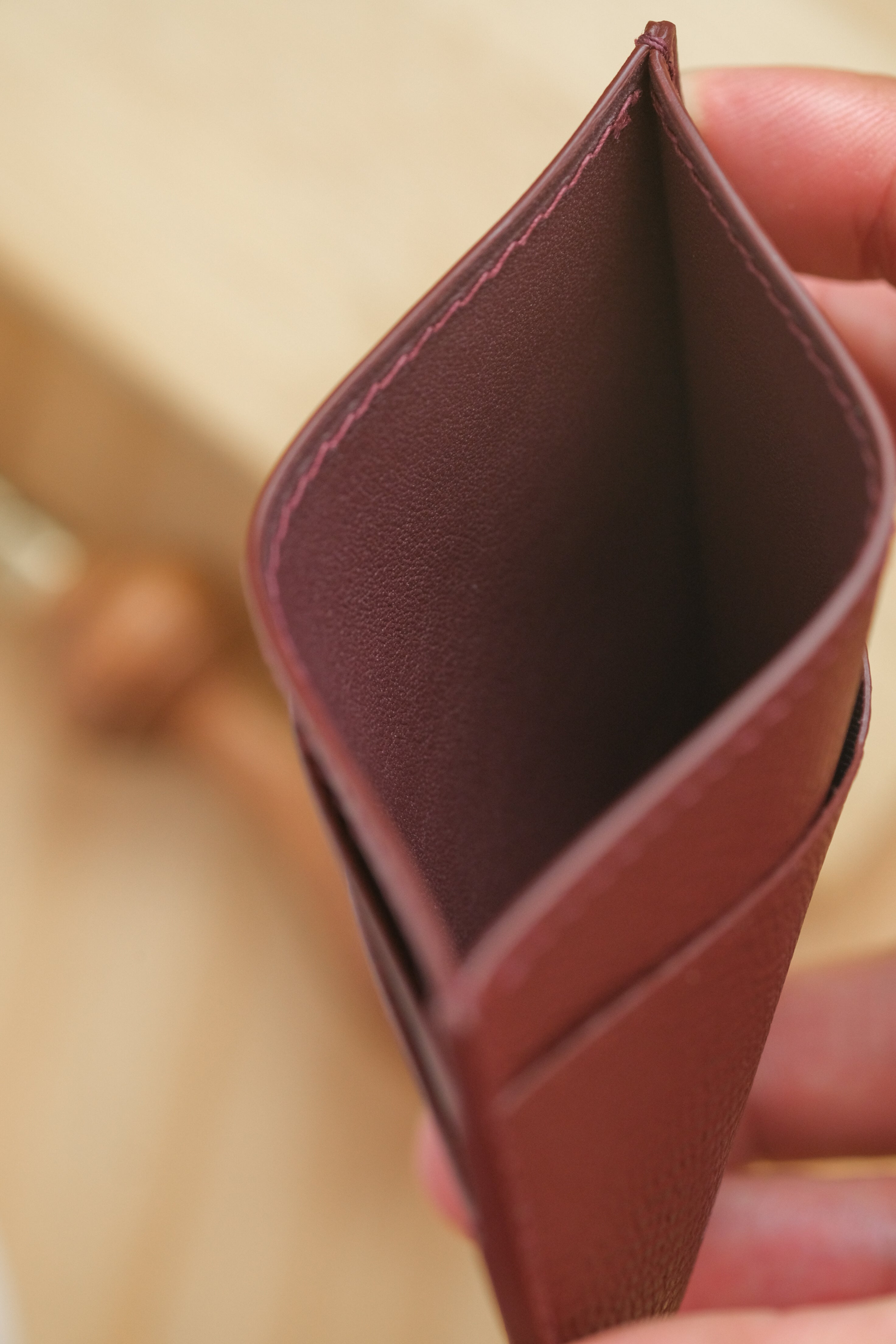 Burgundy Epsom French Calf "Edwin" Cardholder (5-slot)