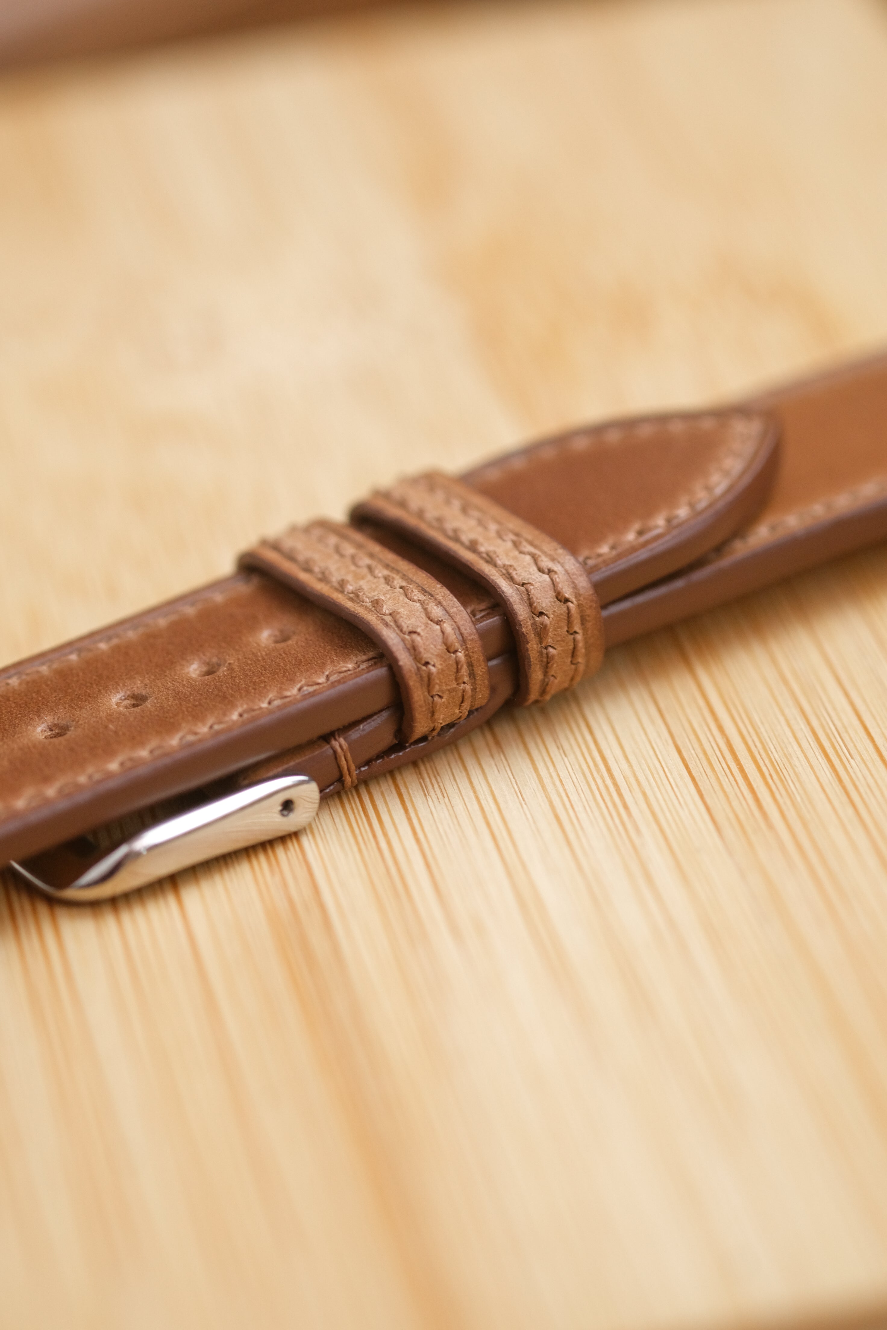 Natural Horween Shell Cordovan Reverse Folded Strap