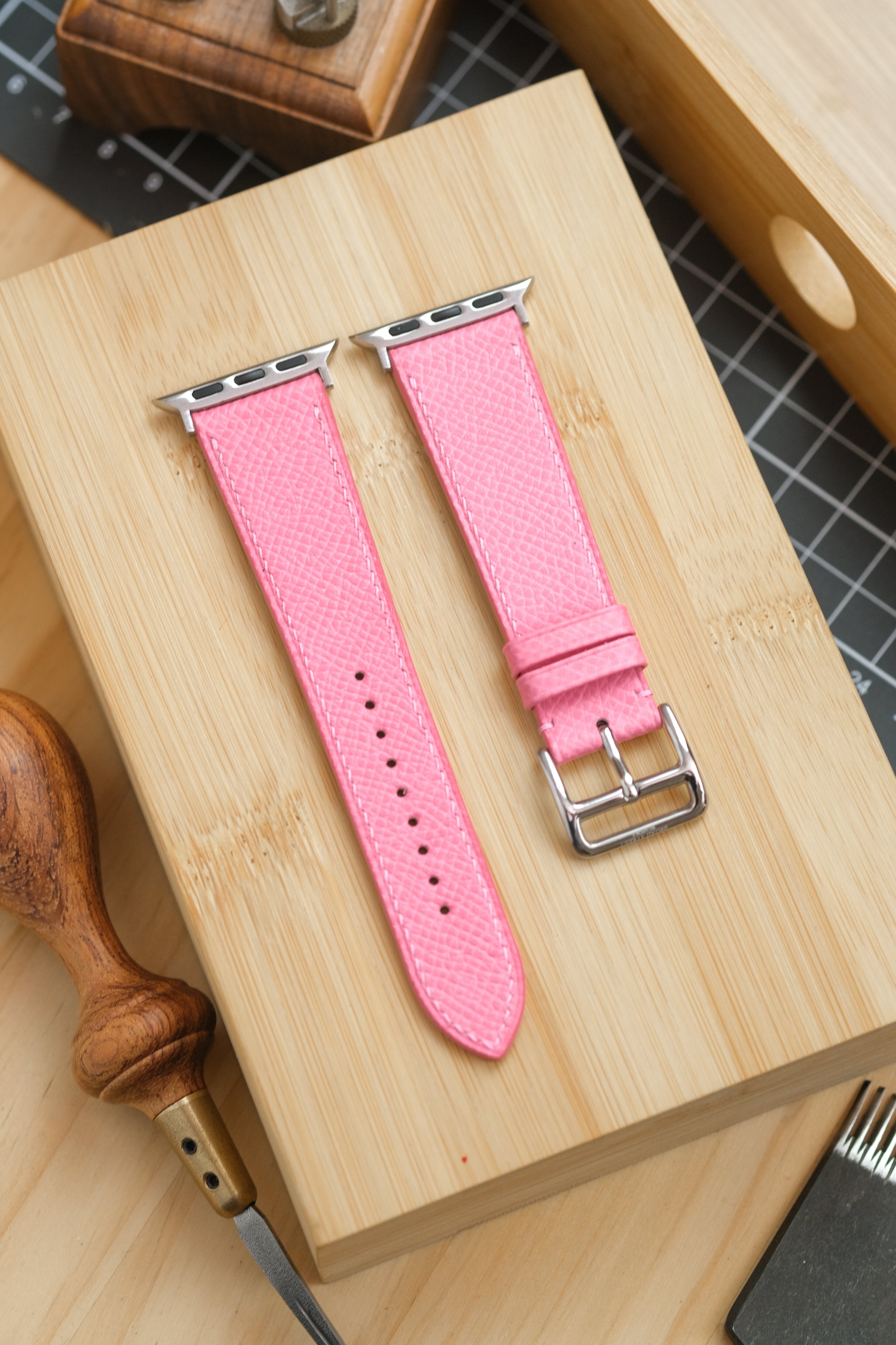 Sakura Pink Epsom Calfskin Apple Watch Strap