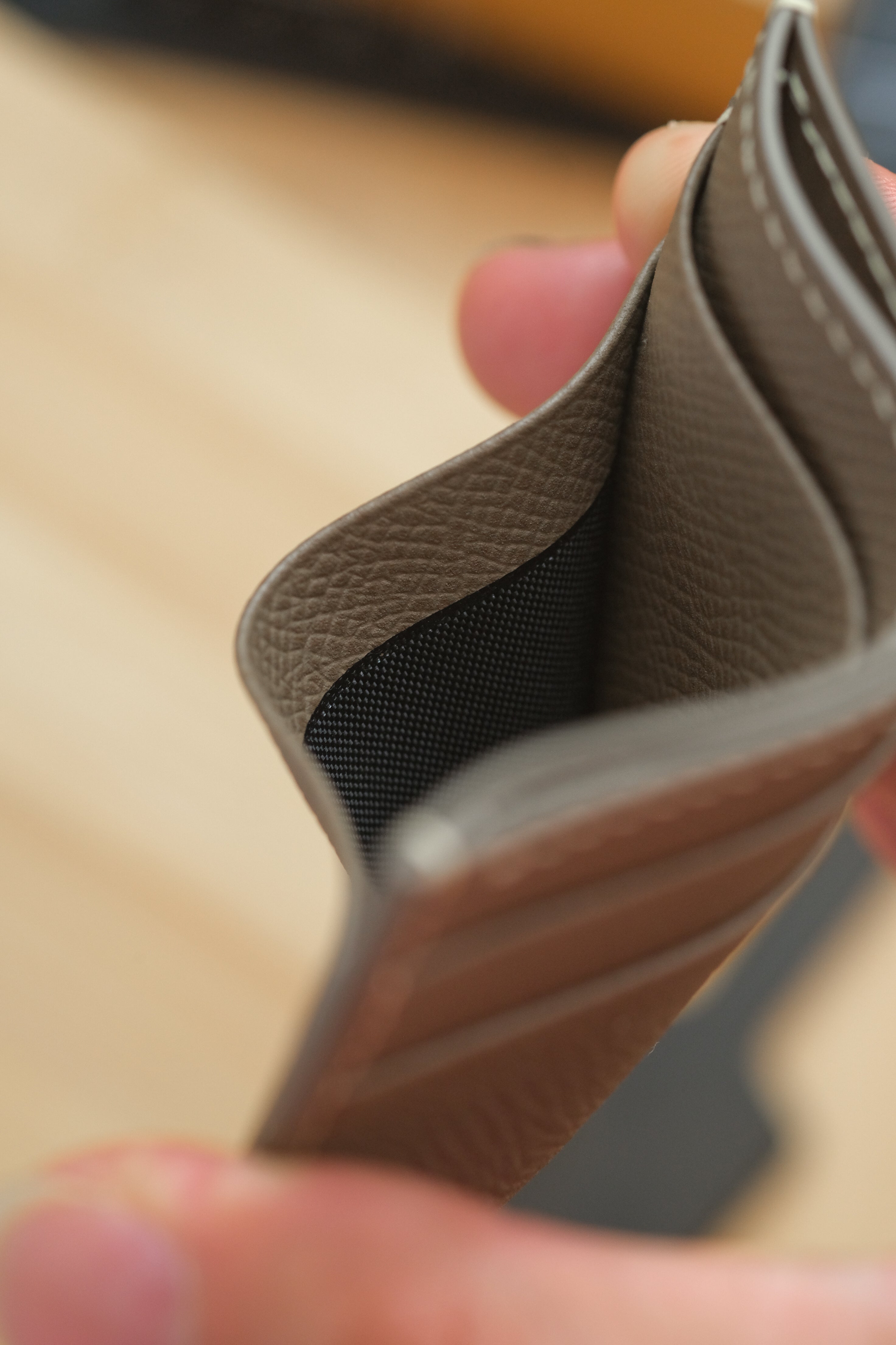 Taupe Epsom "Edwin" French Calf Cardholder (5-Slot)