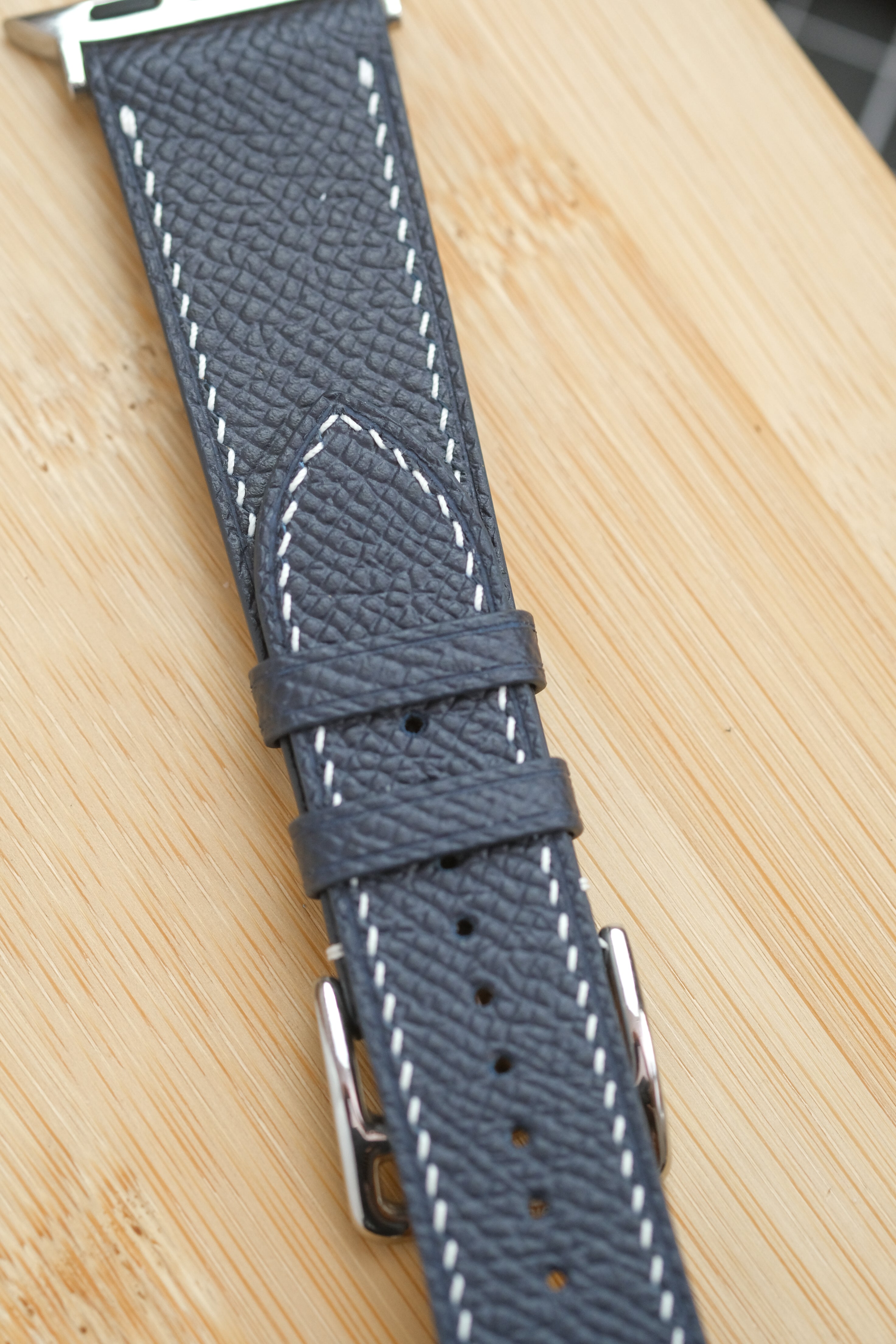 Navy Epsom Calfskin Apple Watch Strap