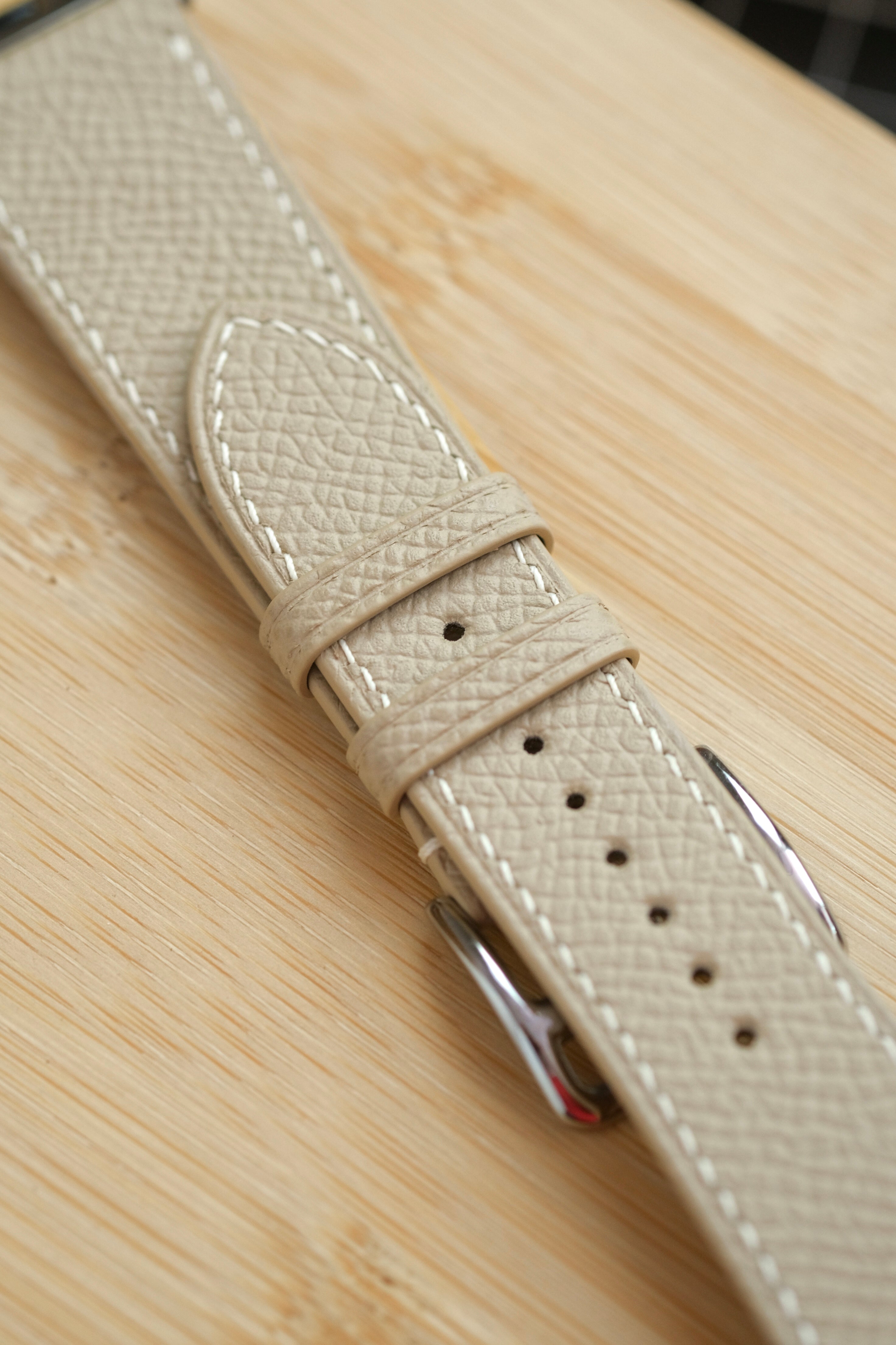 Beige Epsom Calfskin Apple Watch Strap