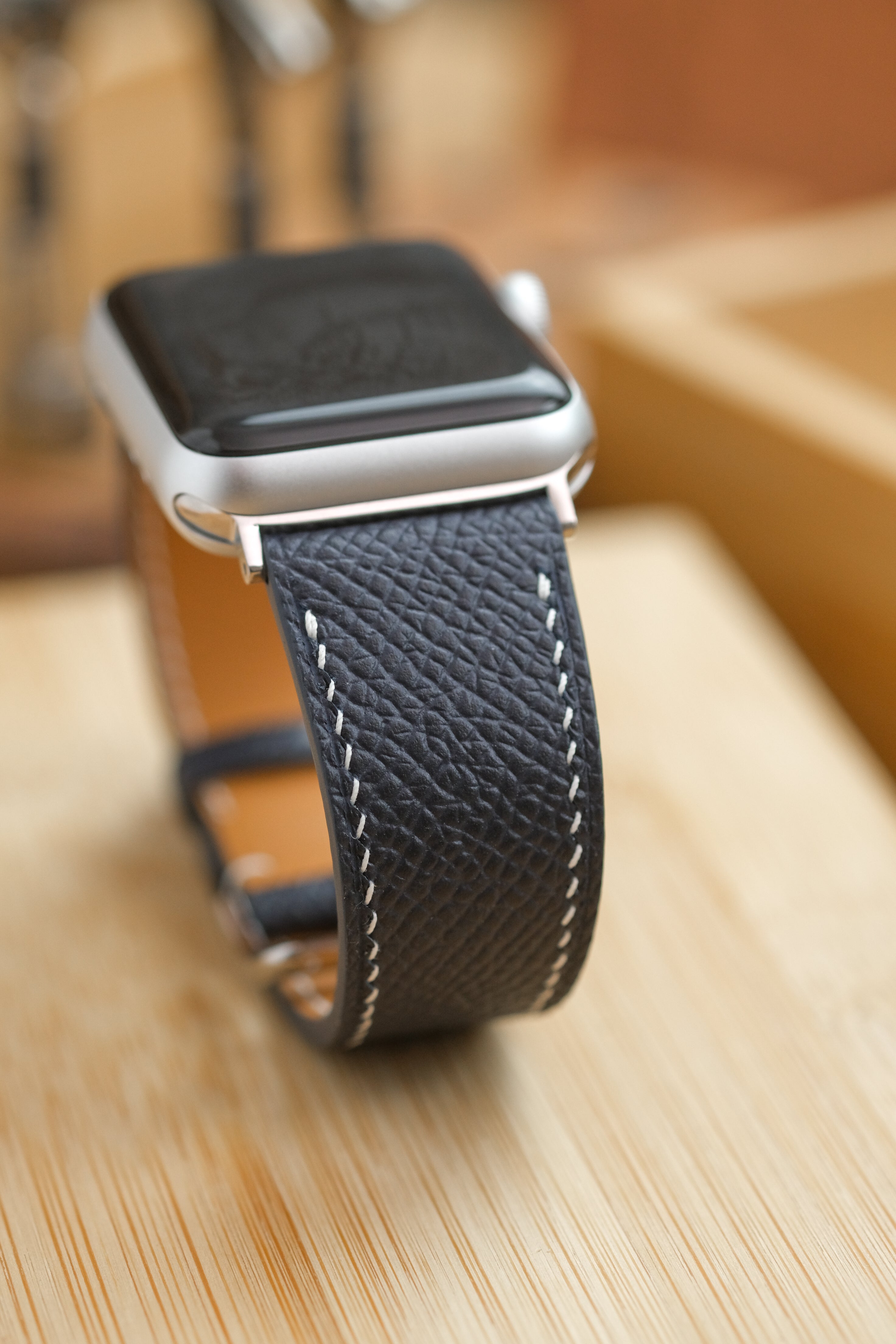 Navy Epsom Calfskin Apple Watch Strap