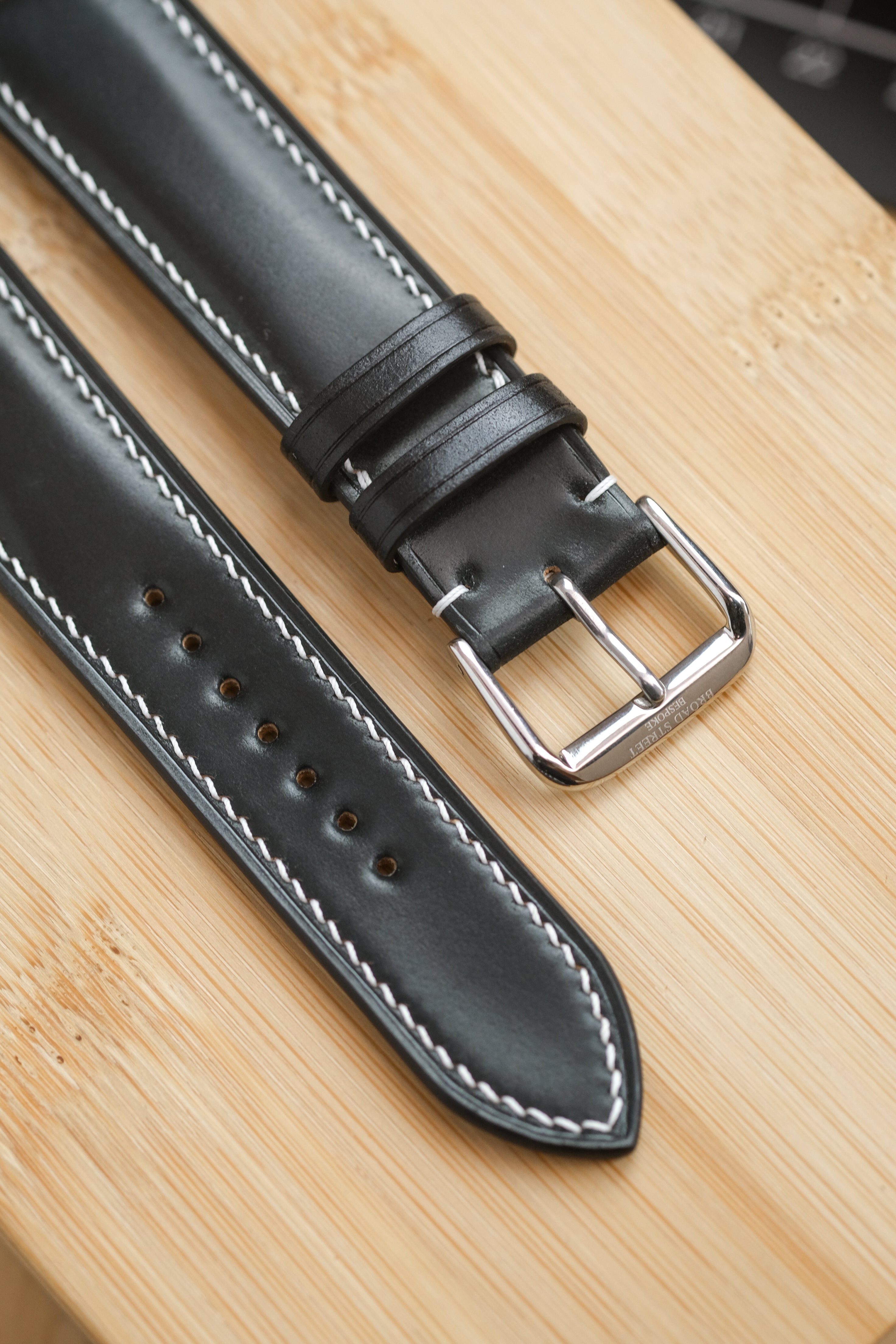 Black Horween Shell Cordovan Leather Watch Strap