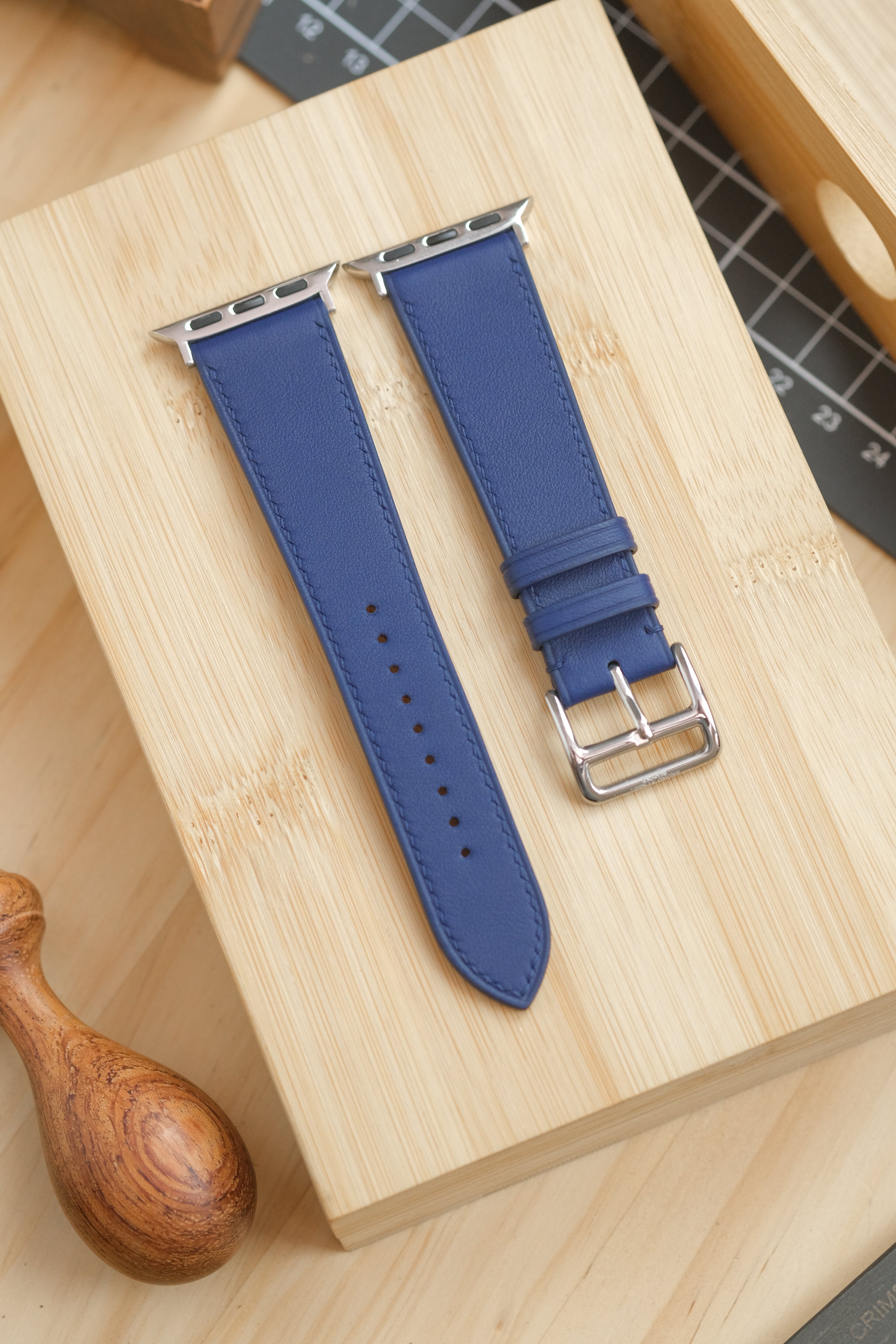 Navy Blue Swift Italian Calfskin Apple Watch Strap