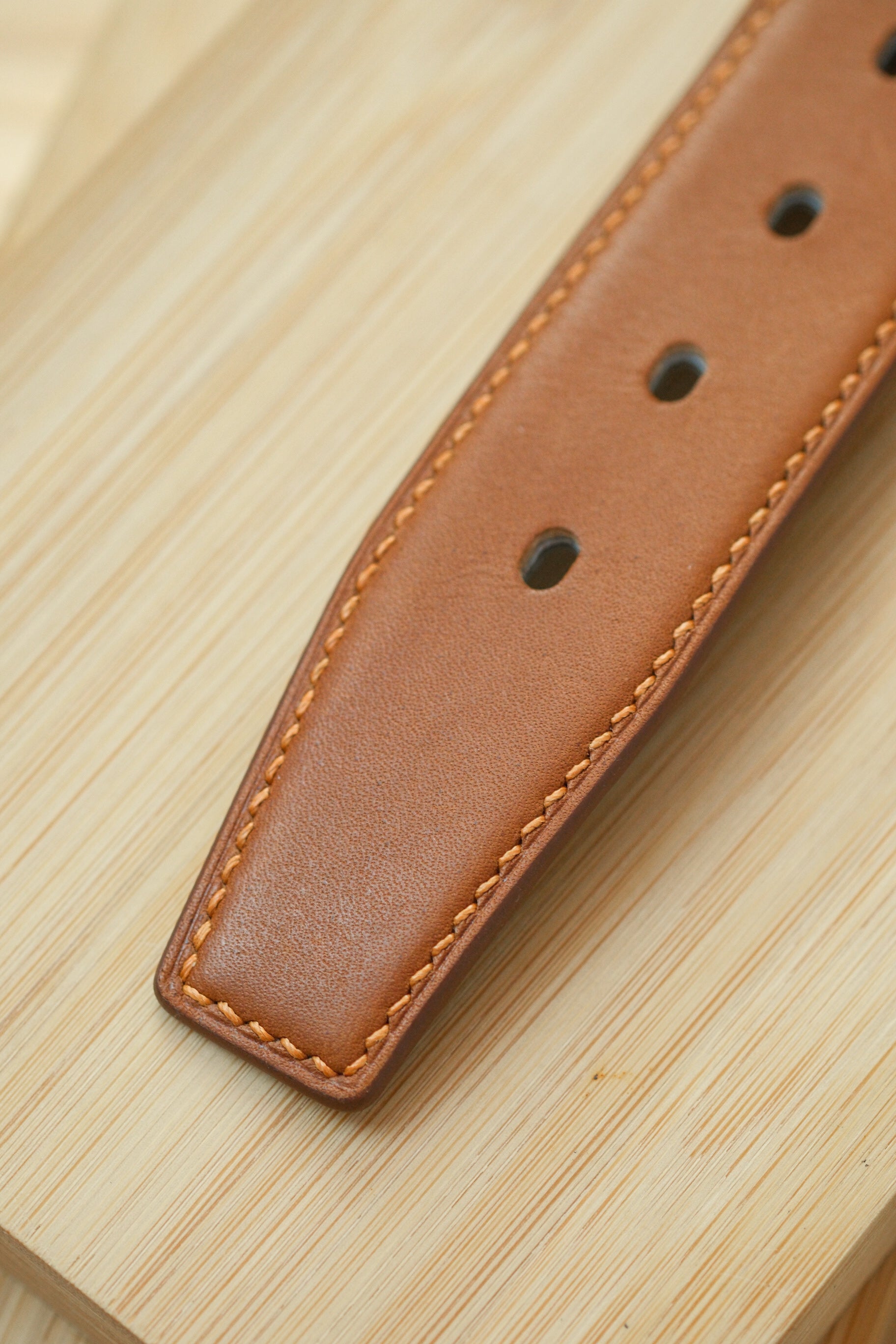 Gold Novonappa French Calfskin Handstitched Belt
