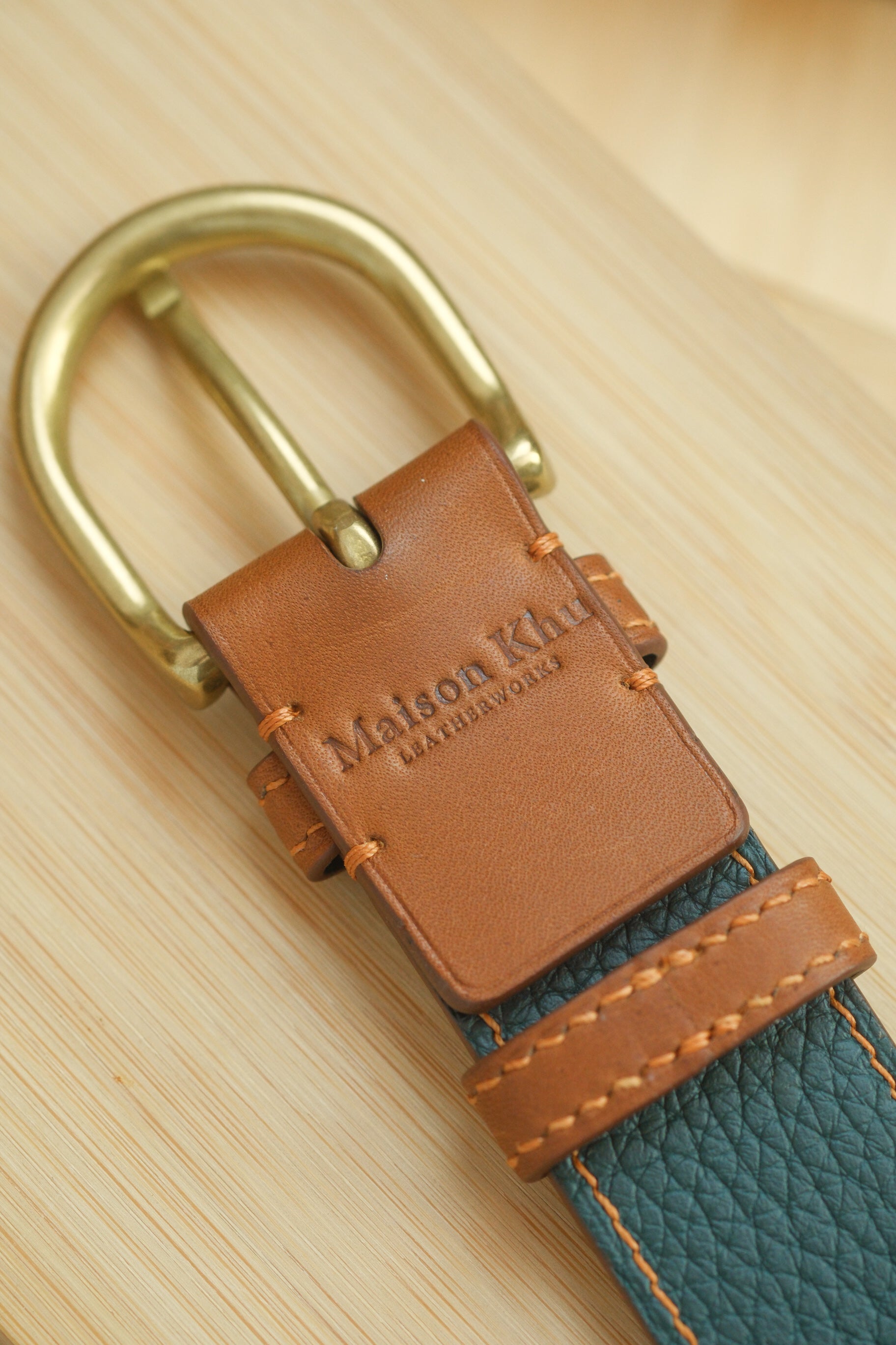 Gold Novonappa French Calfskin Handstitched Belt