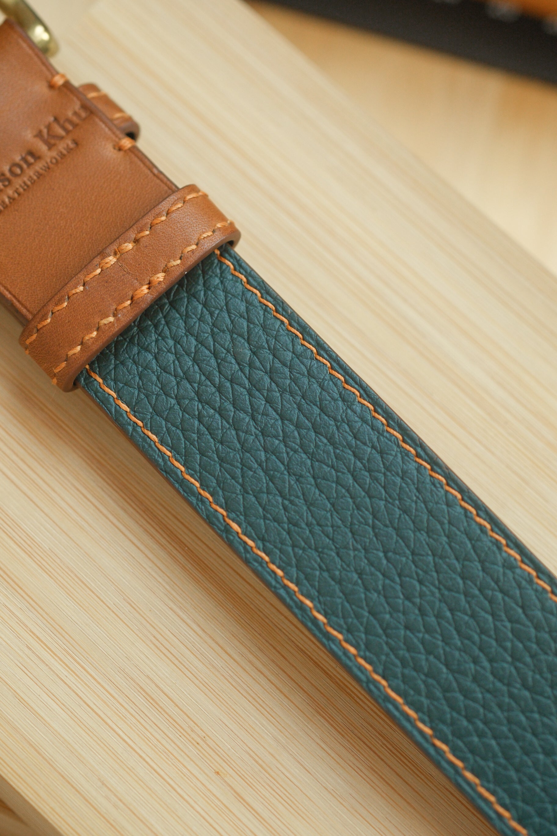 Gold Novonappa French Calfskin Handstitched Belt