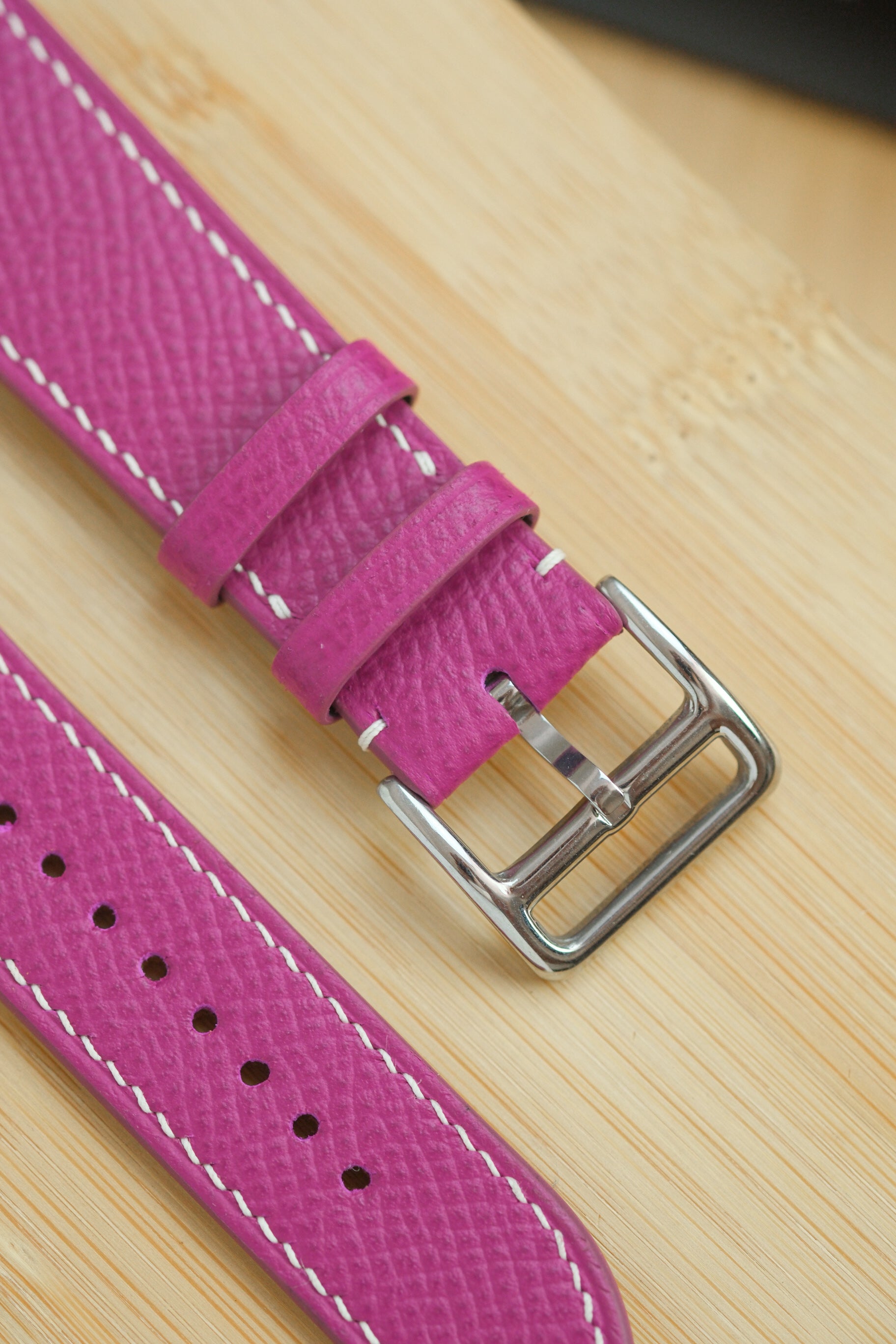 Fuchsia Pink Epsom Calfskin Apple Watch Strap