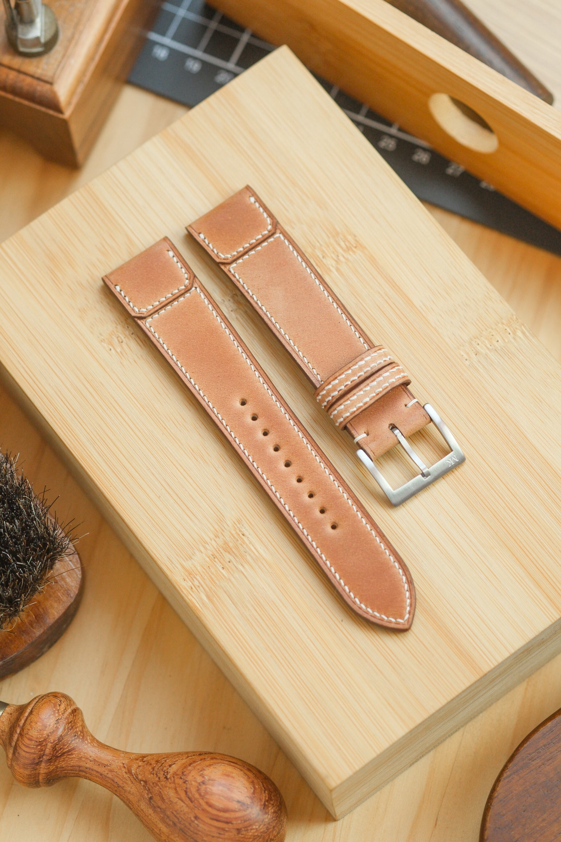 Natural Unglazed Shell Cordovan Reverse Folded Strap
