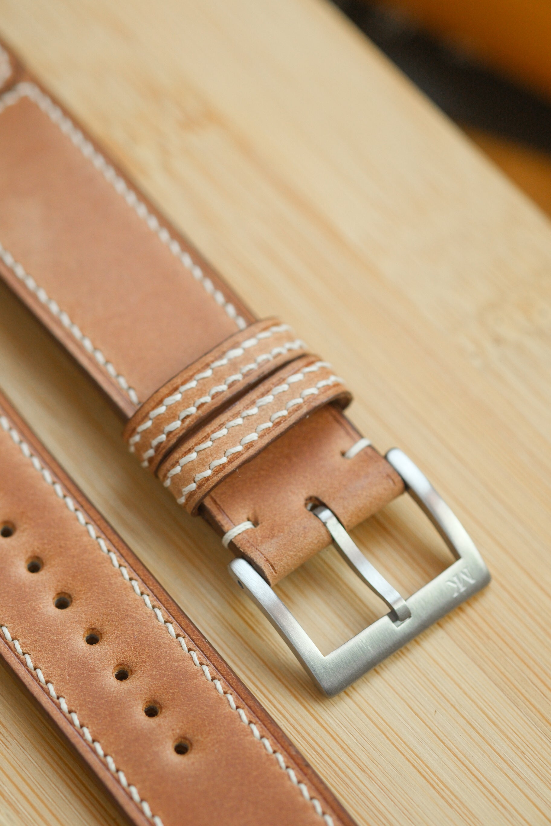 Natural Unglazed Shell Cordovan Reverse Folded Strap
