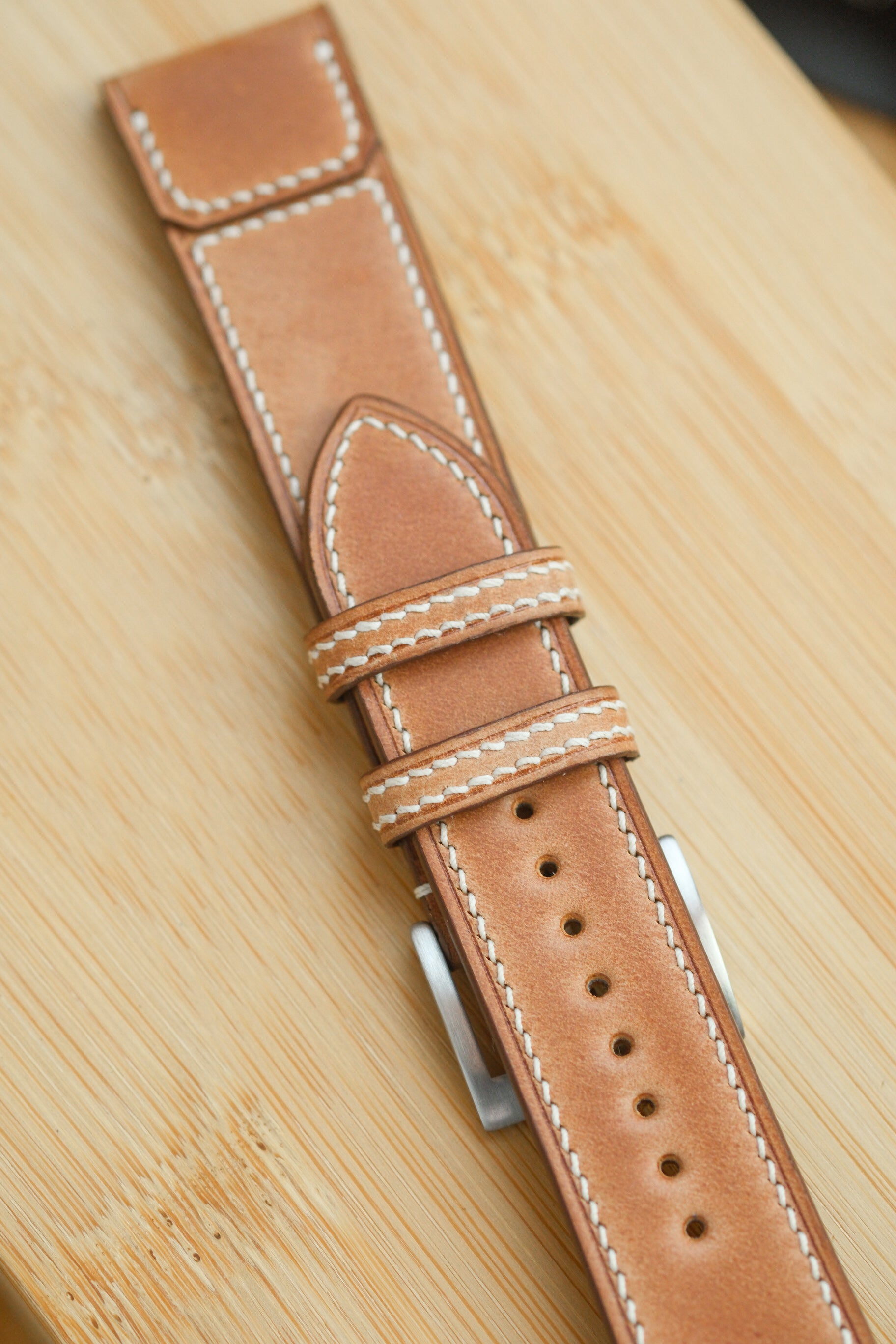 Natural Unglazed Shell Cordovan Reverse Folded Strap