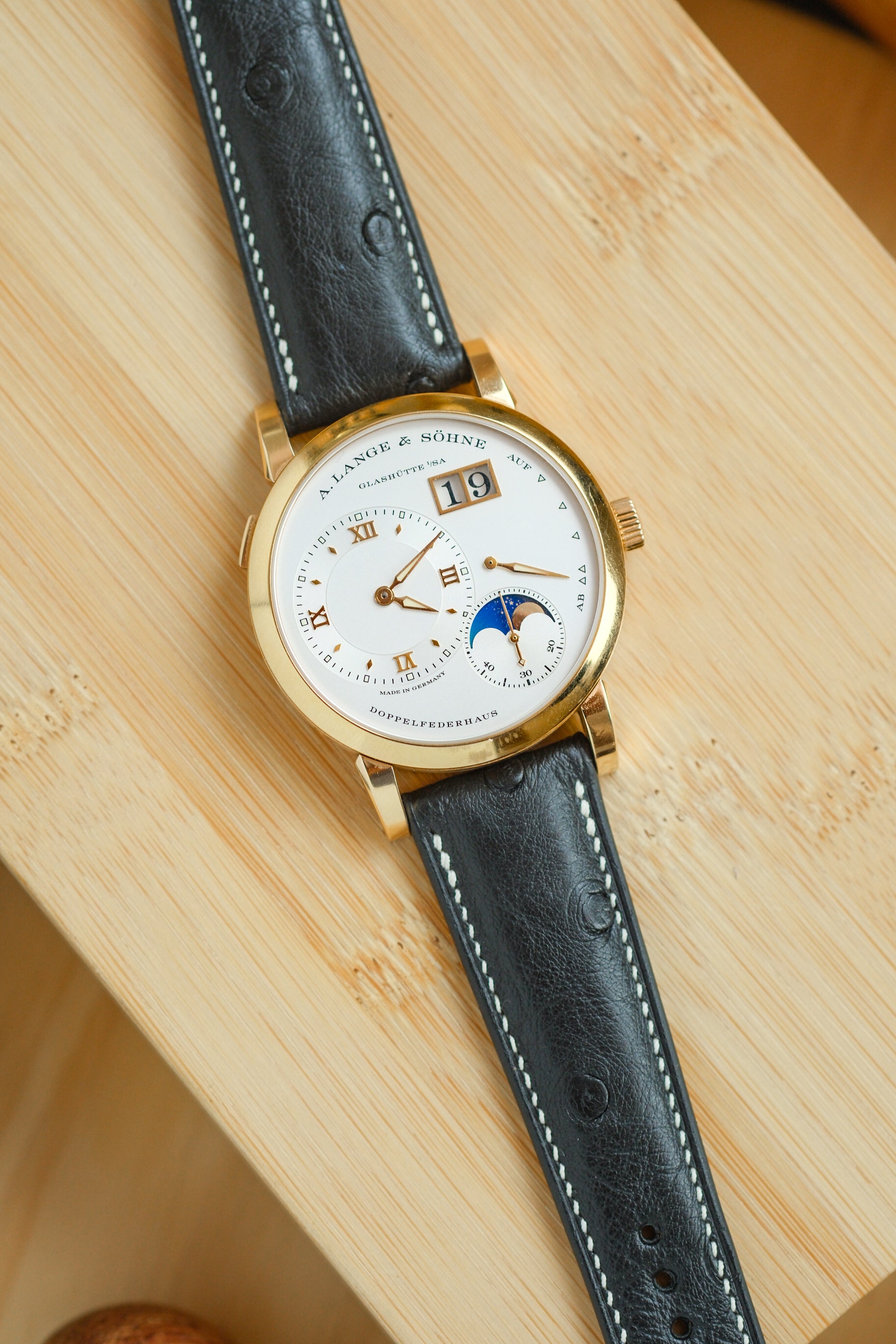 Black Ostrich Belly Leather Strap