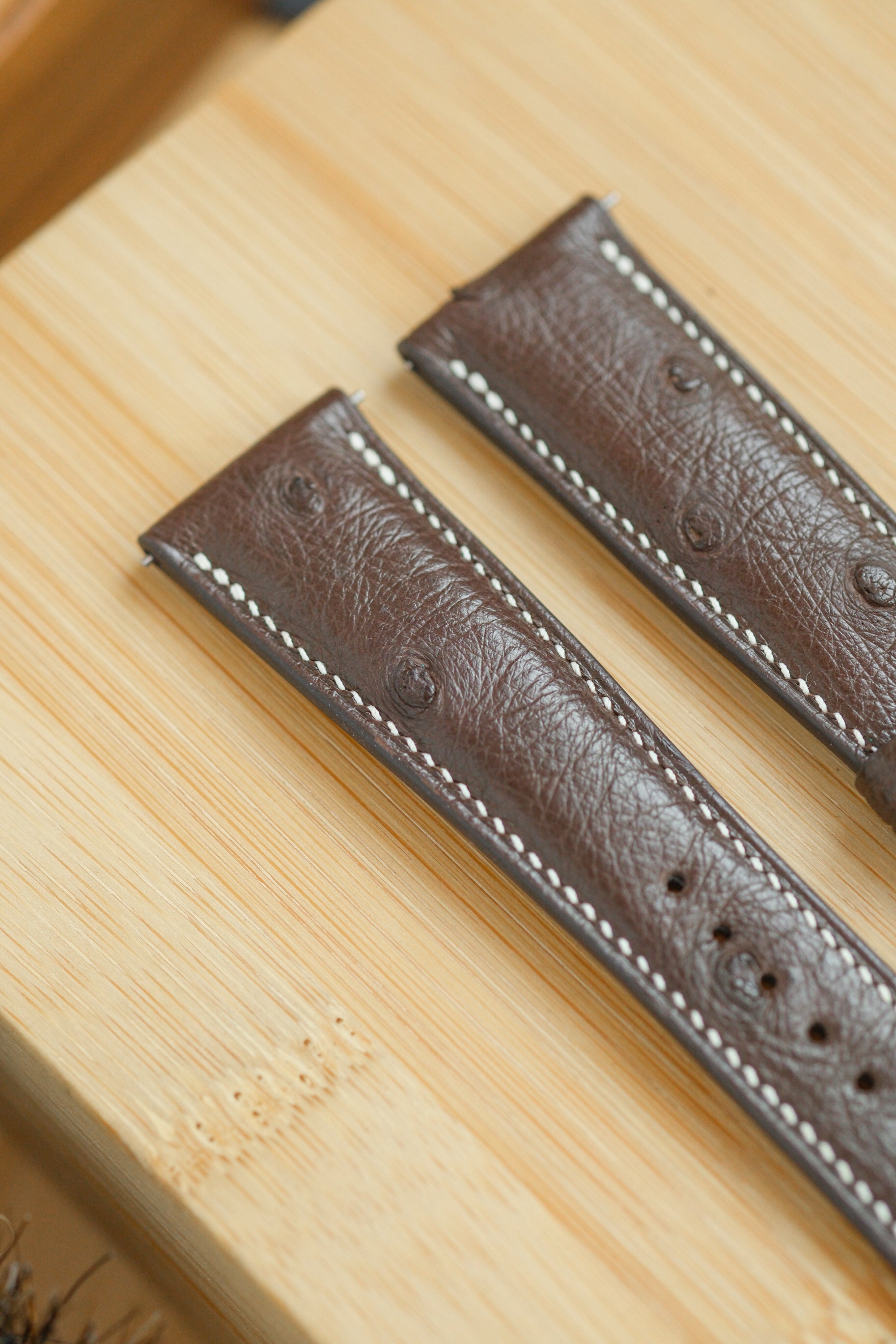 Dark Brown Ostrich Belly Leather Strap