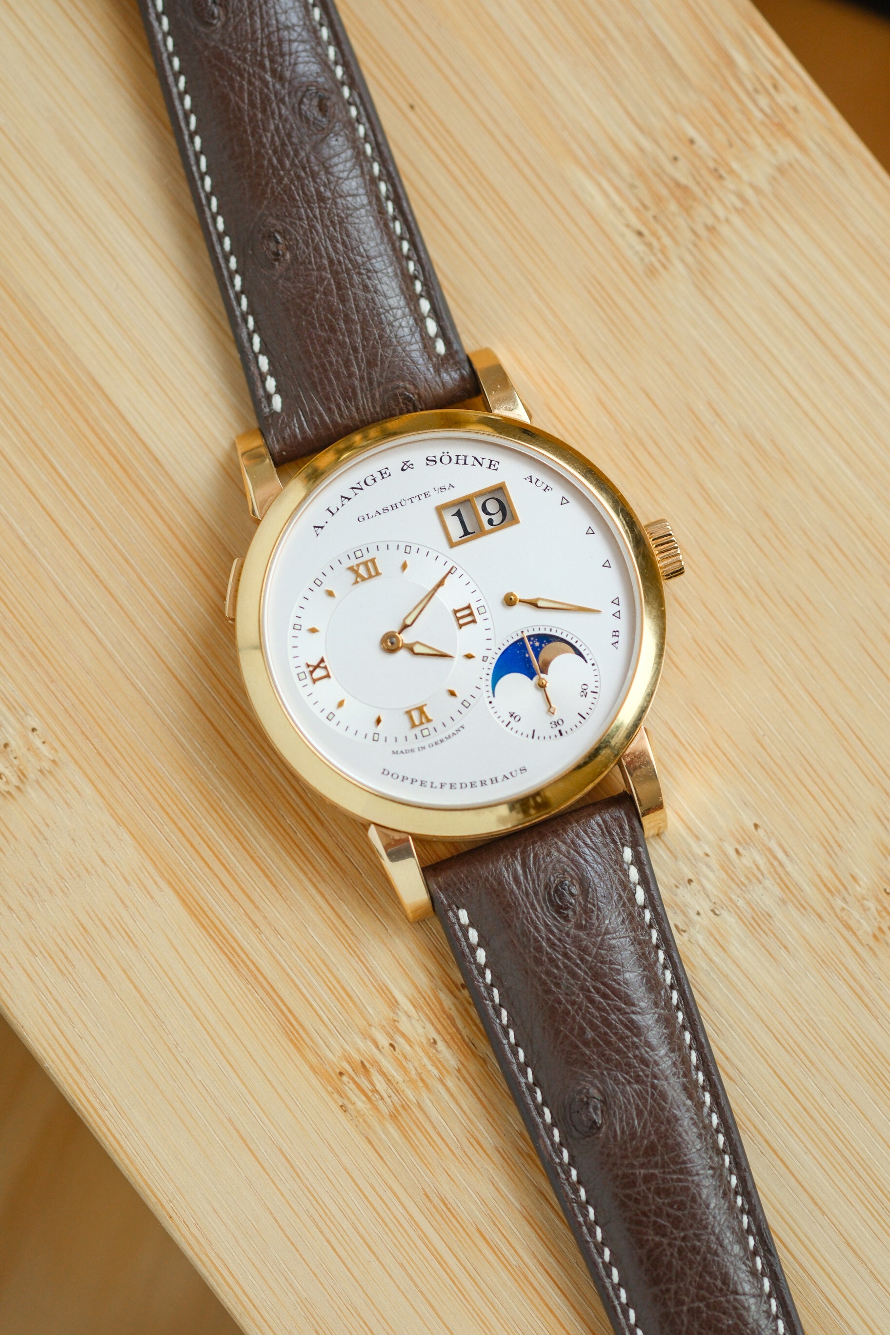 Dark Brown Ostrich Belly Leather Strap