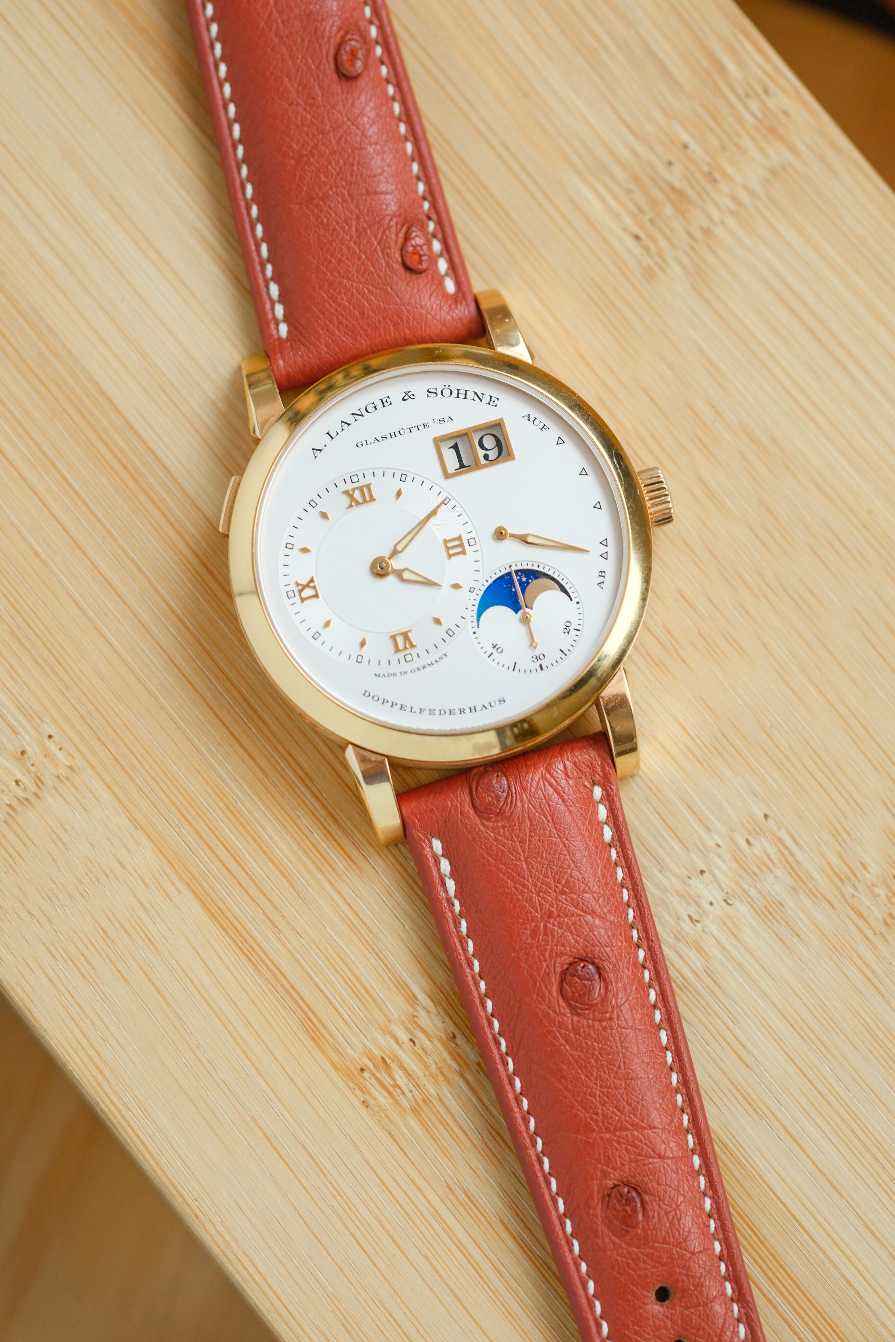 Blood Orange Ostrich Belly Leather Strap