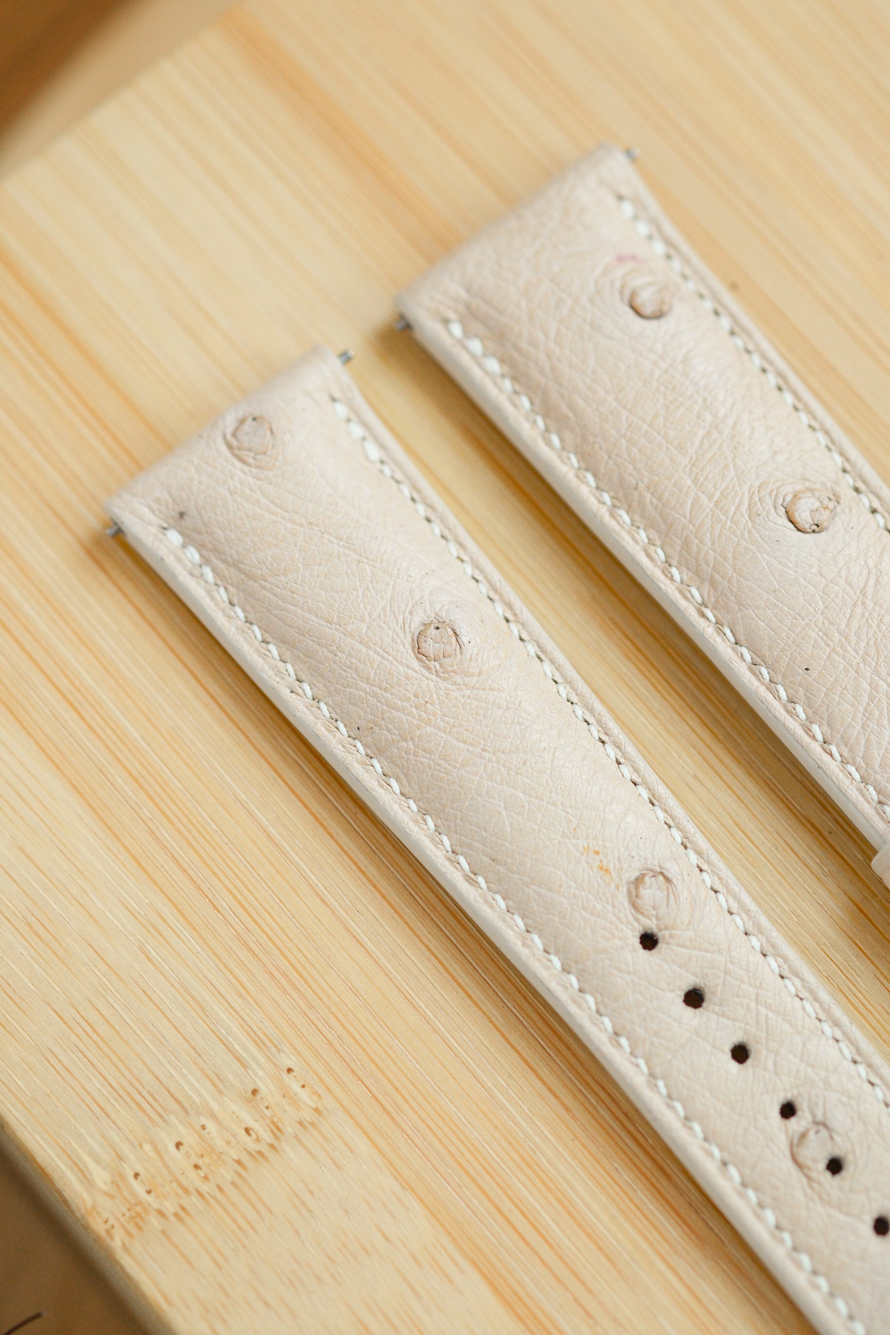 Beige Ostrich Belly Leather Strap