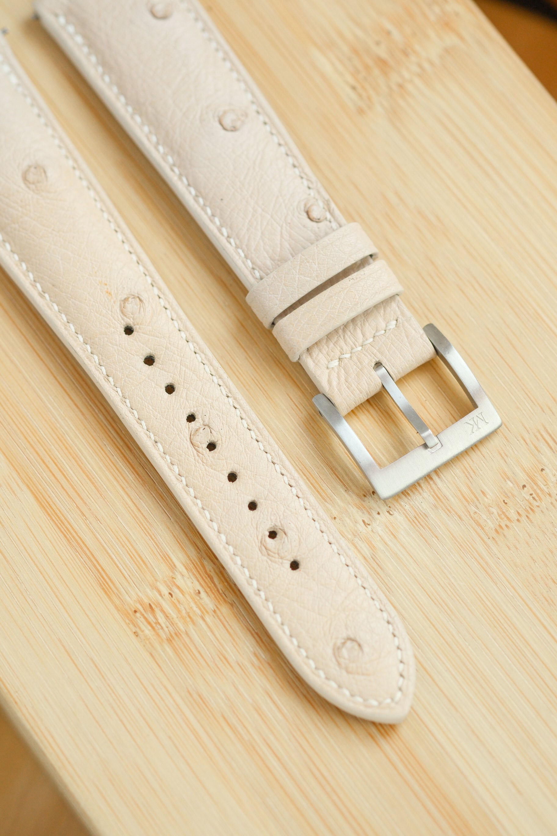 Beige Ostrich Belly Leather Strap