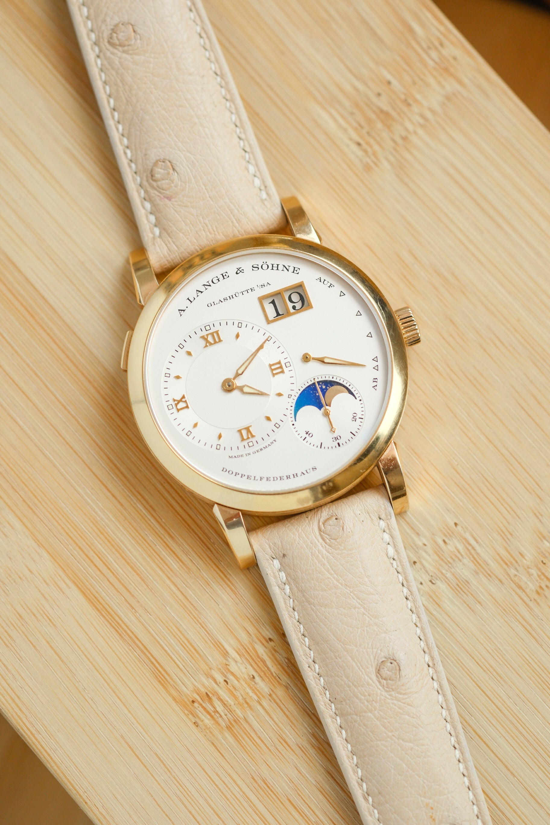Beige Ostrich Belly Leather Strap