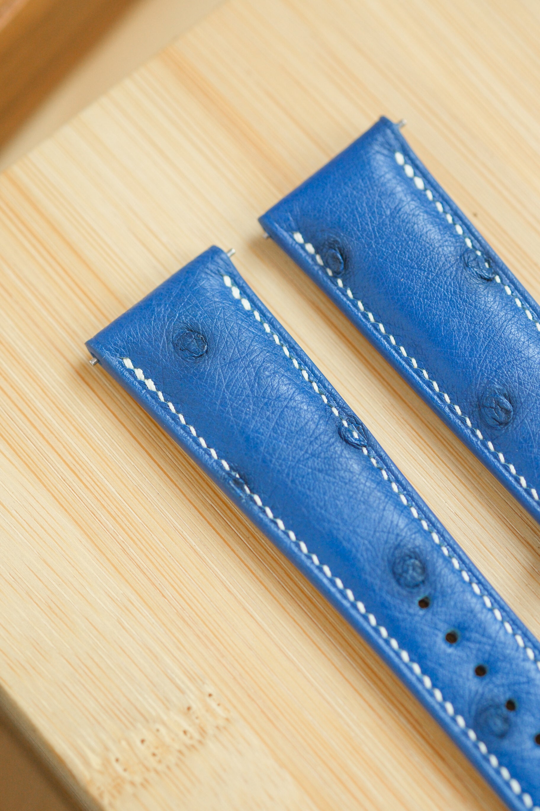Royal Blue Ostrich Belly Leather Strap