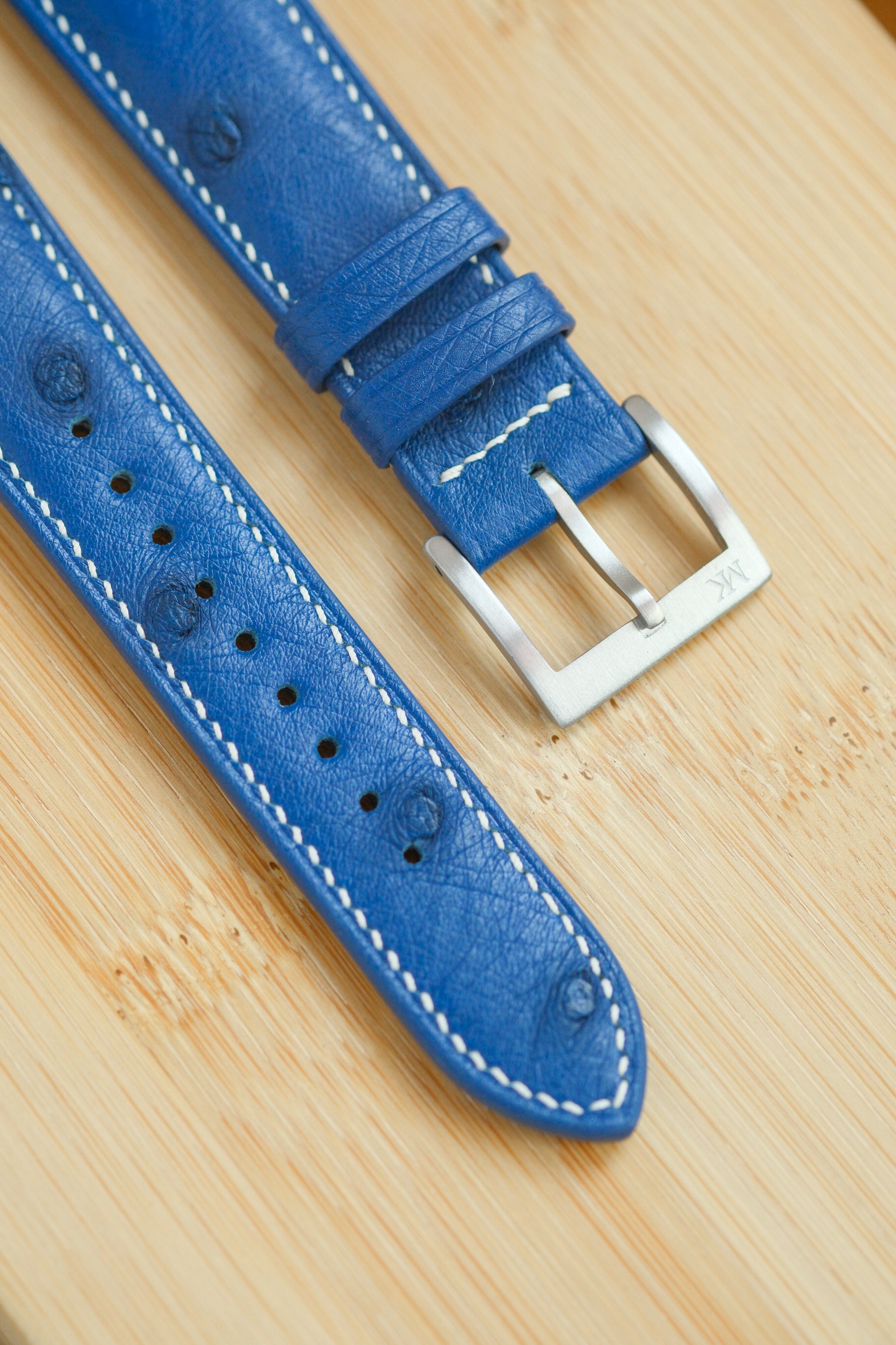 Royal Blue Ostrich Belly Leather Strap