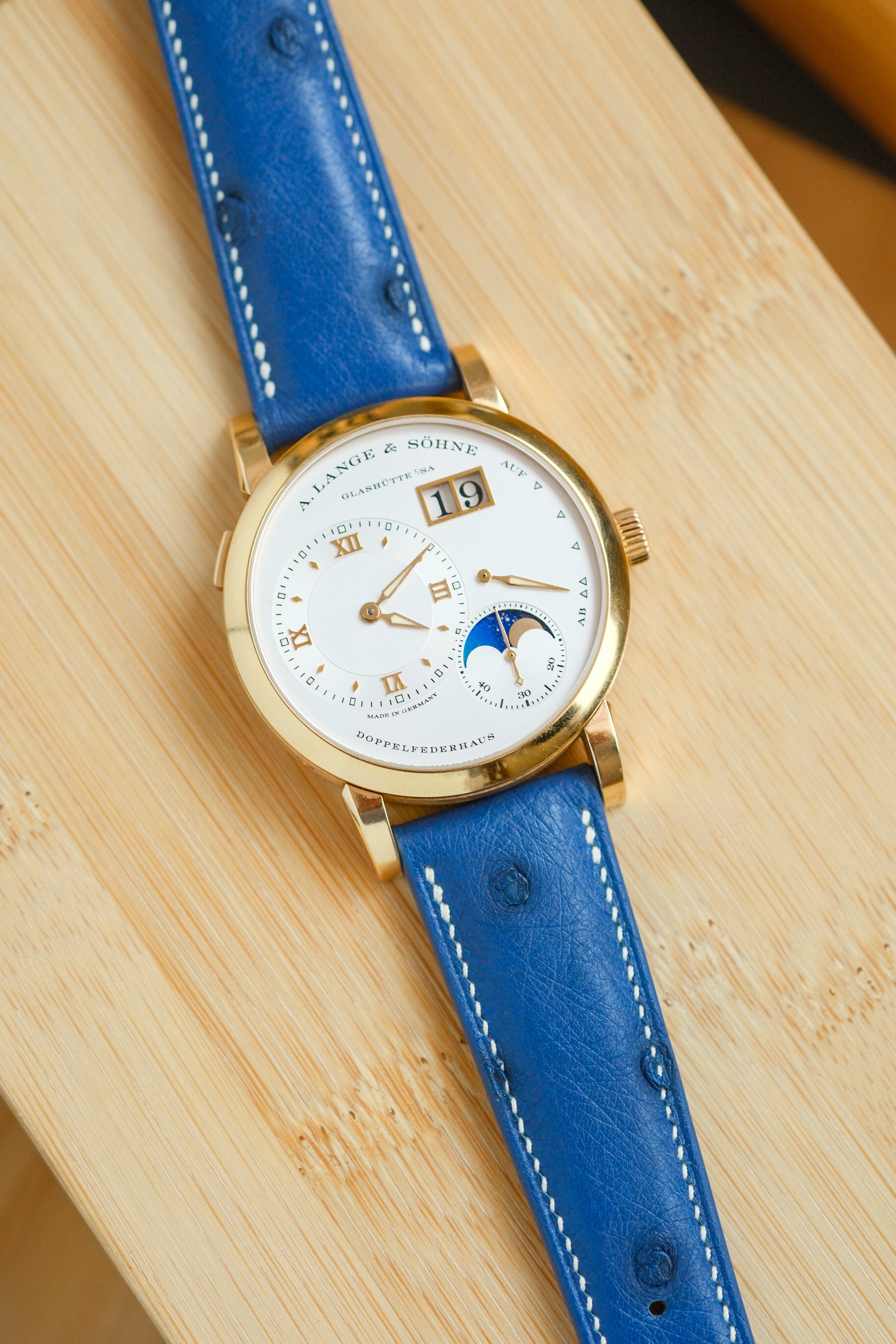 Royal Blue Ostrich Belly Leather Strap