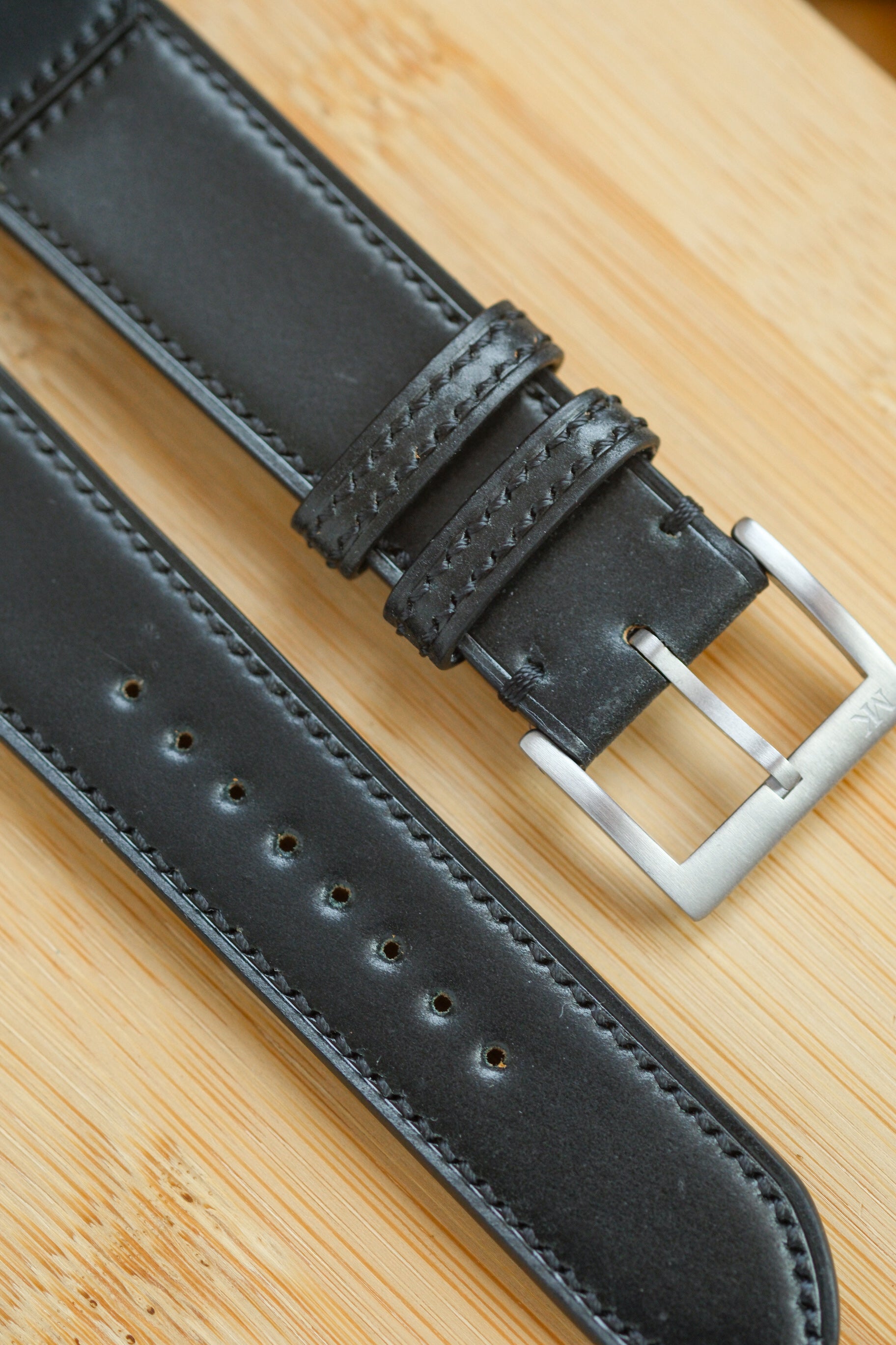 Black Shell Cordovan Reverse Folded Strap