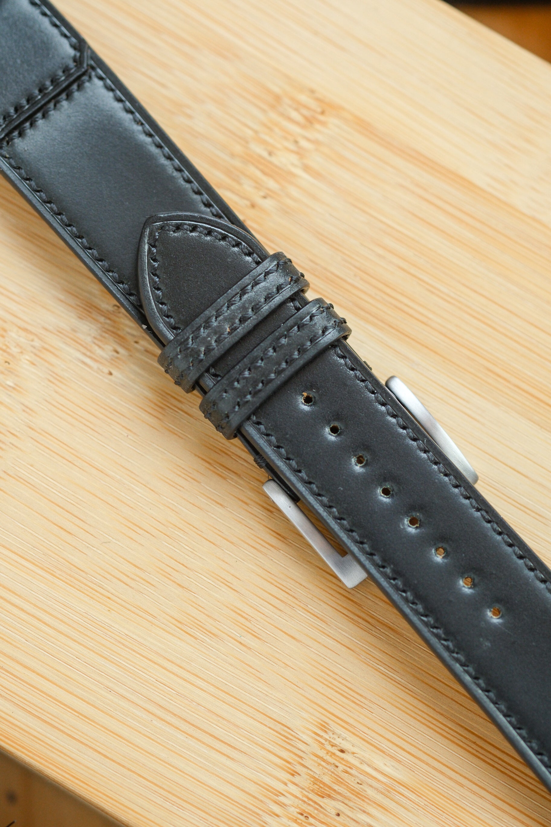 Black Shell Cordovan Reverse Folded Strap
