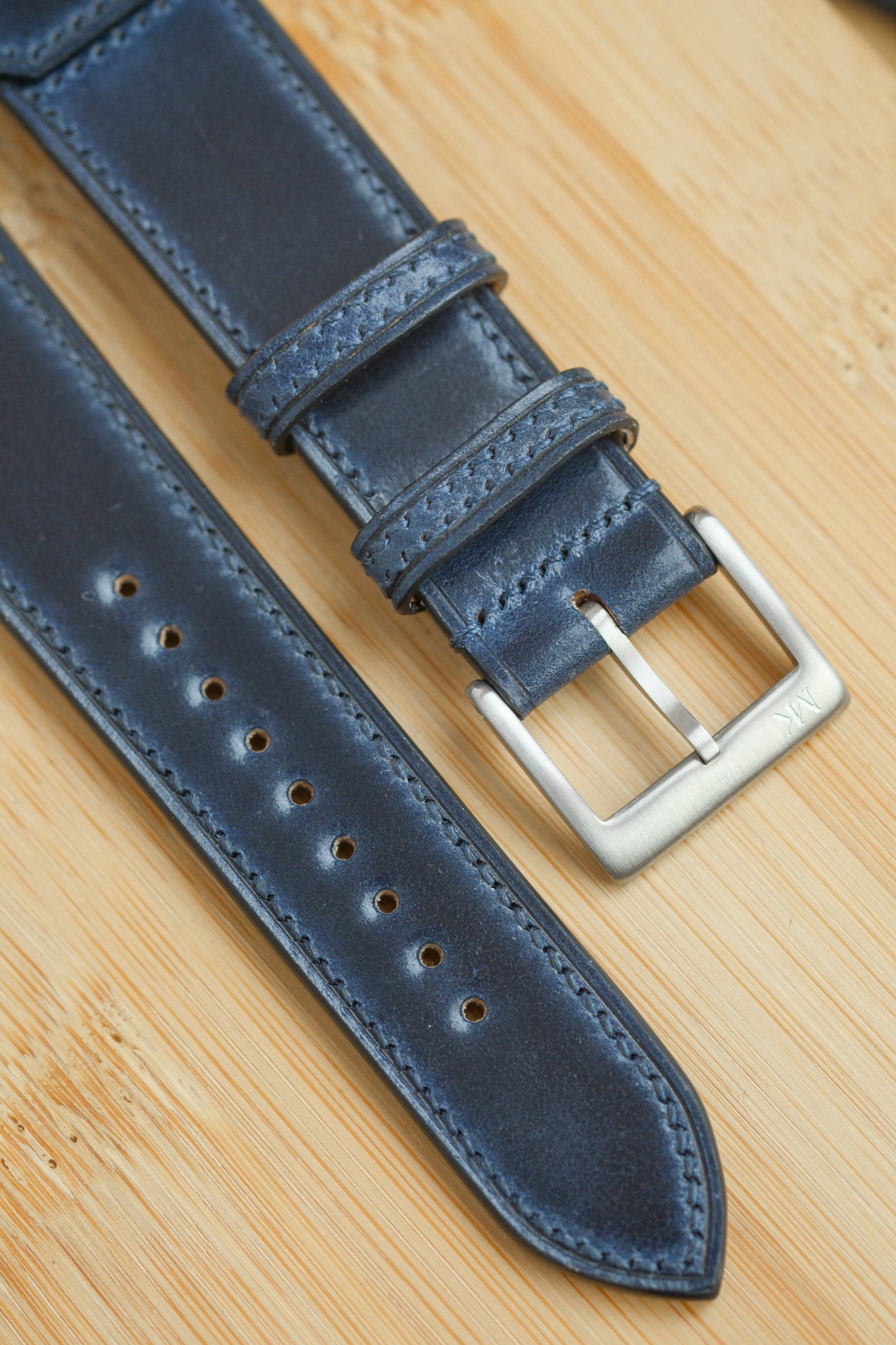 Navy Shell Cordovan Reverse Folded Strap