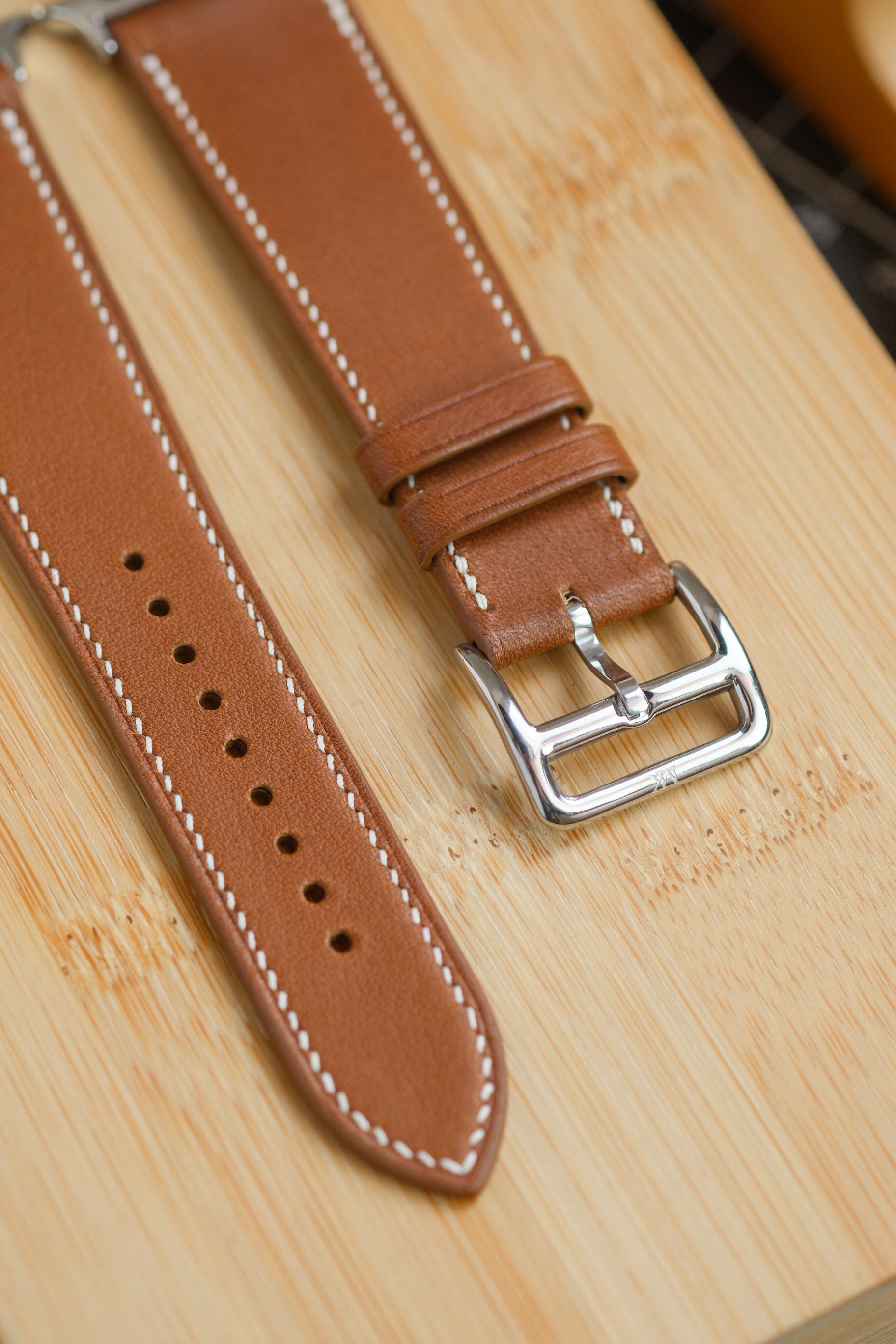 Golden Brown Novonappa French Calfskin Apple Watch Strap