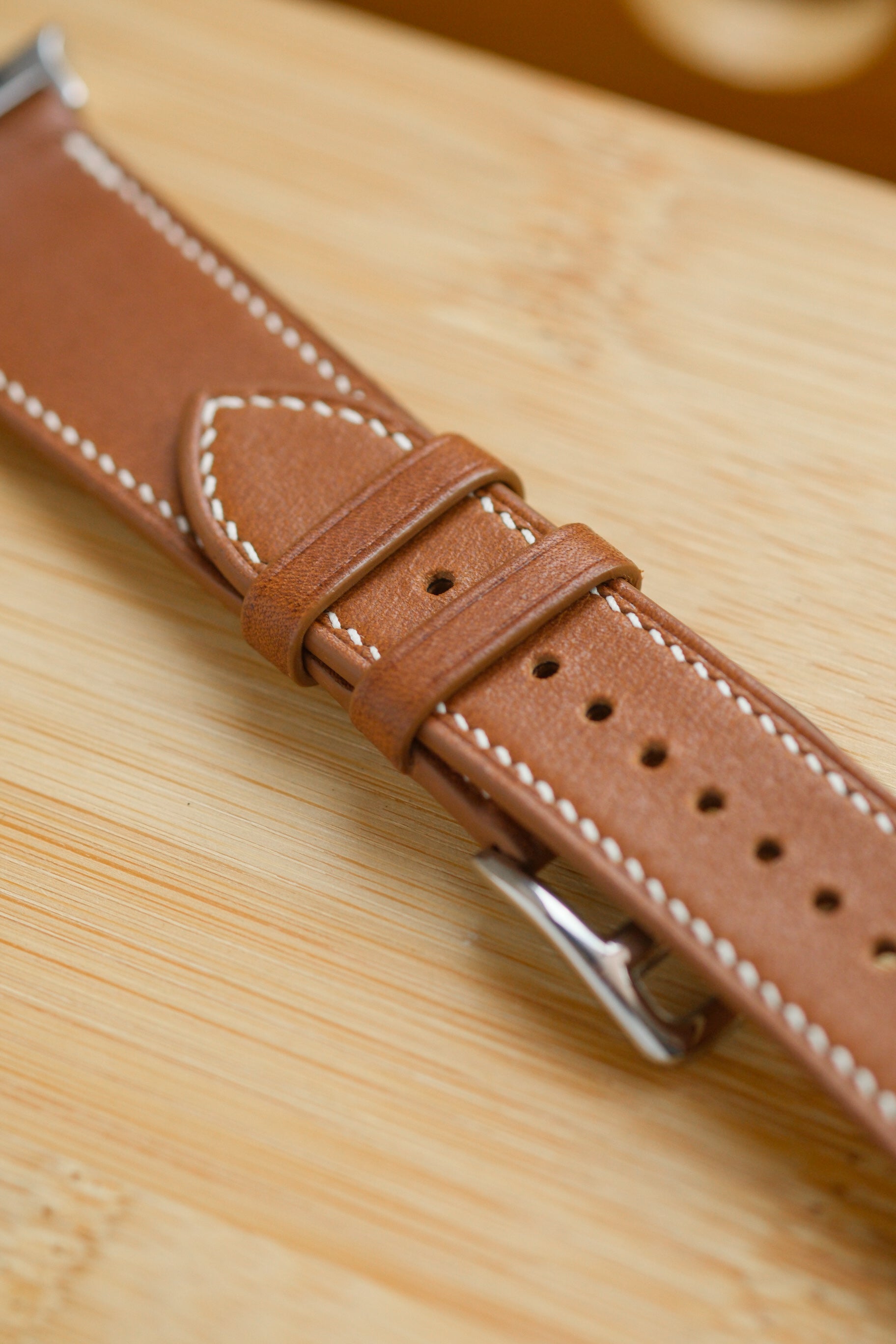 Golden Brown Novonappa French Calfskin Apple Watch Strap