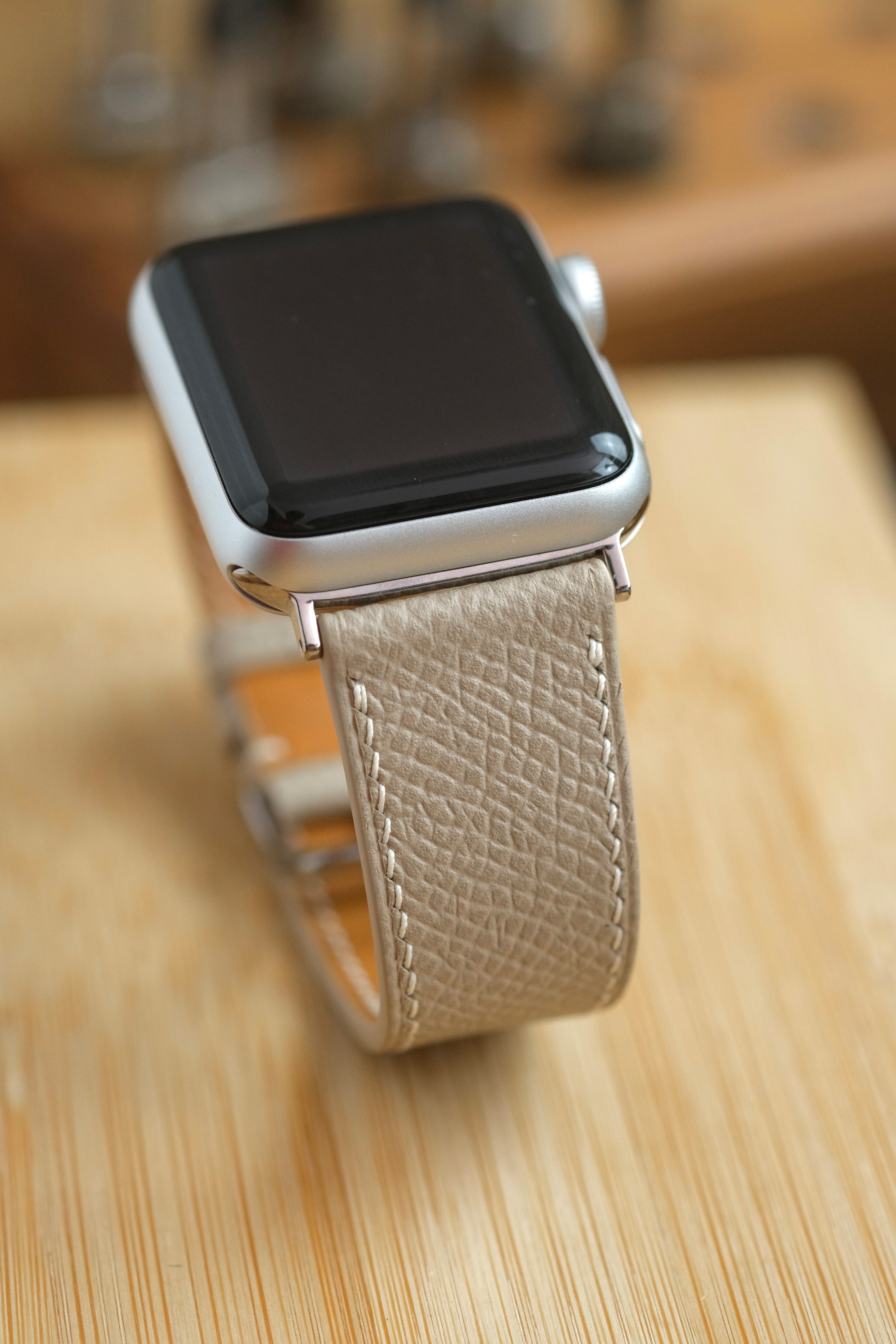 Beige Epsom Calfskin Apple Watch Strap