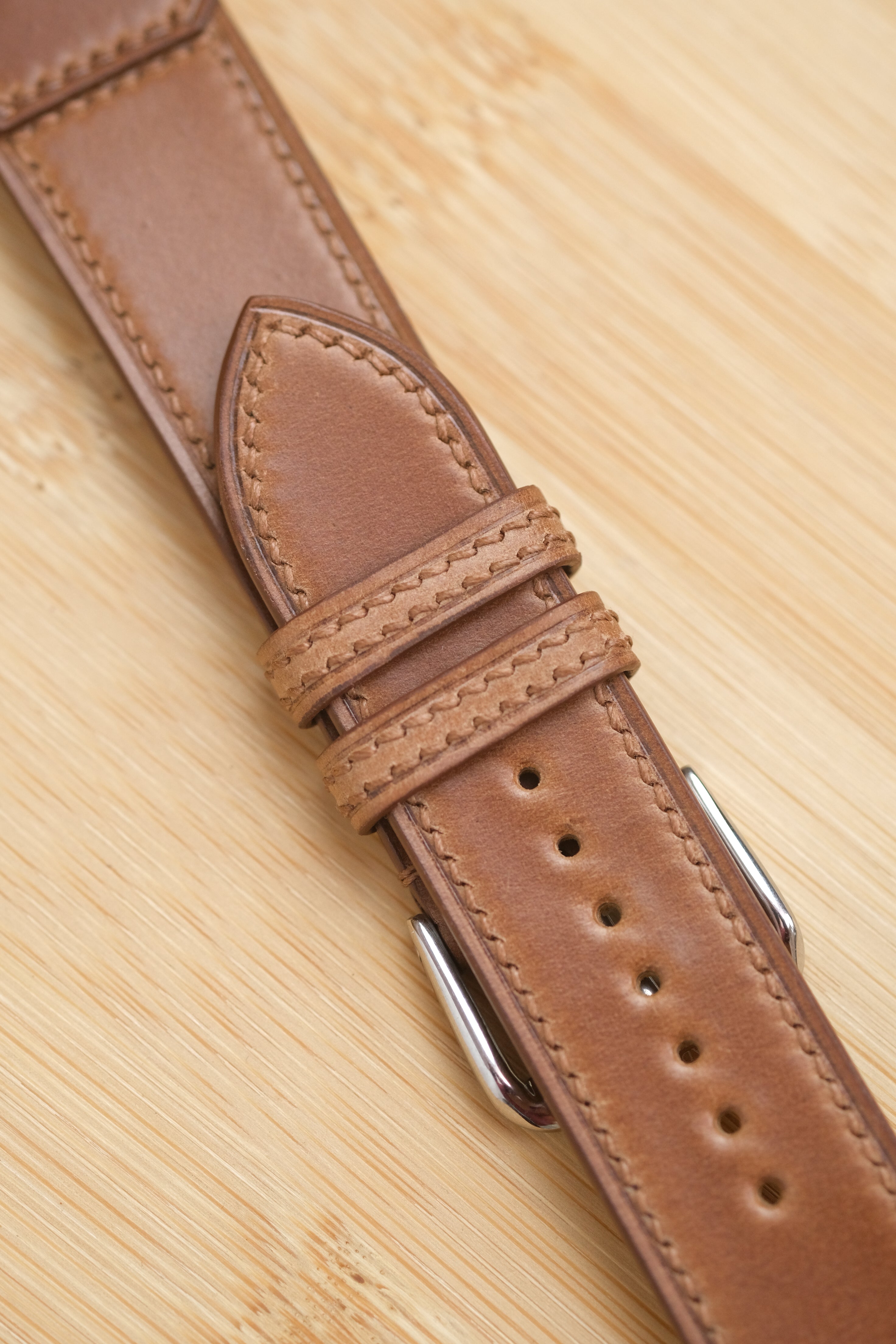 Natural Horween Shell Cordovan Reverse Folded Strap